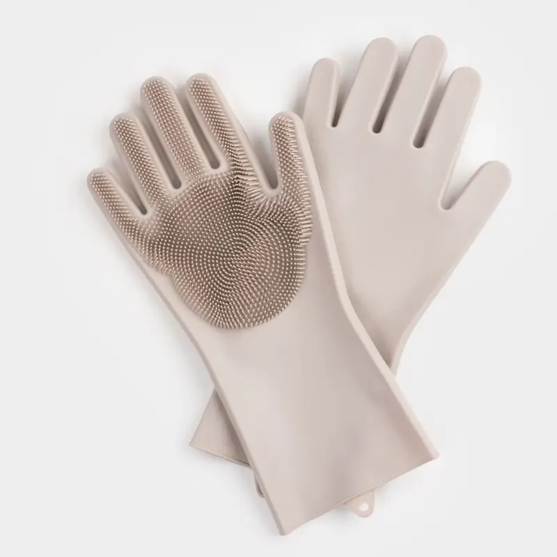 Cleaning glove, 2 pcs, silicone, gray-beige, Clean ,image-0