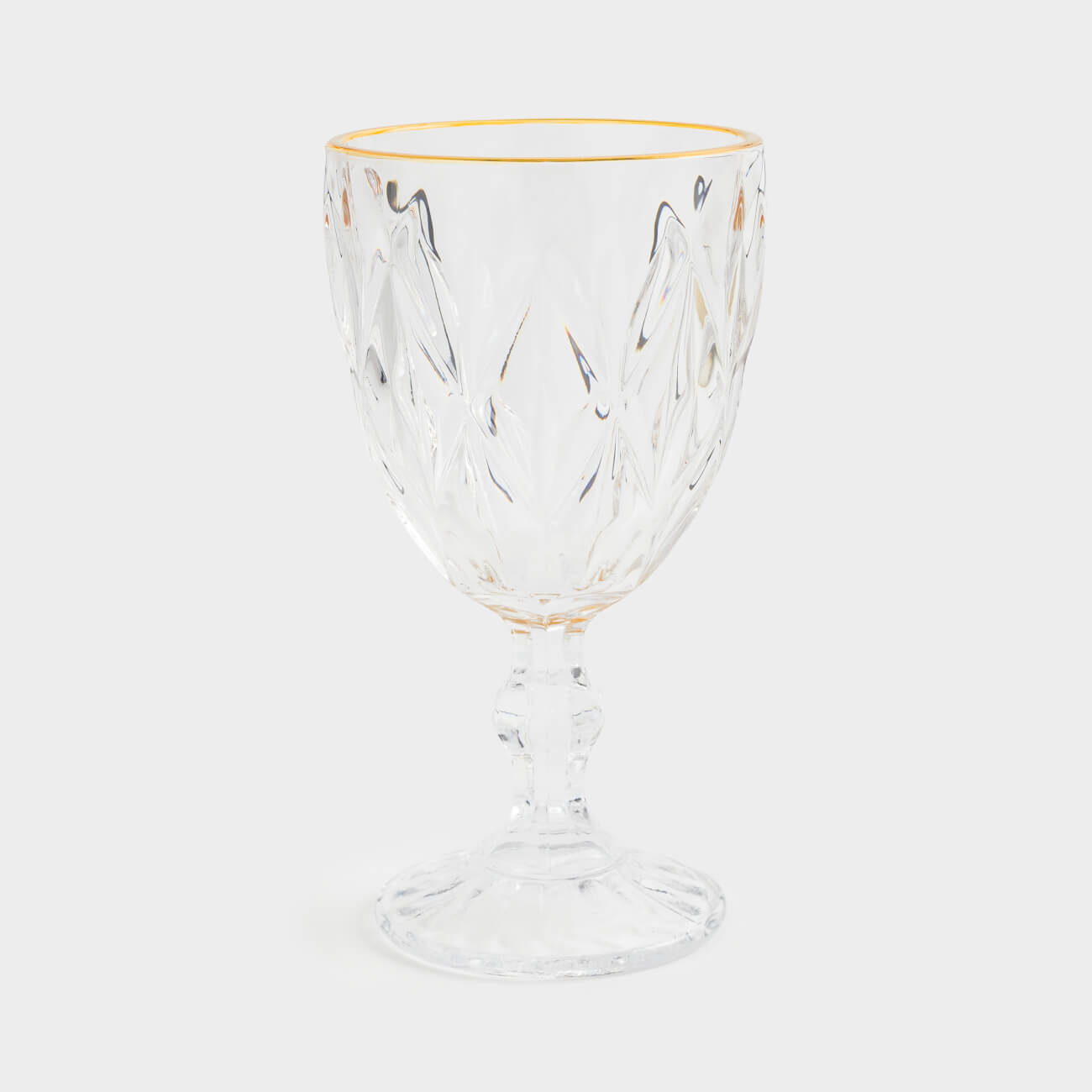 Wine glass, 300 ml, glass R, with golden edging, Rhomb gold