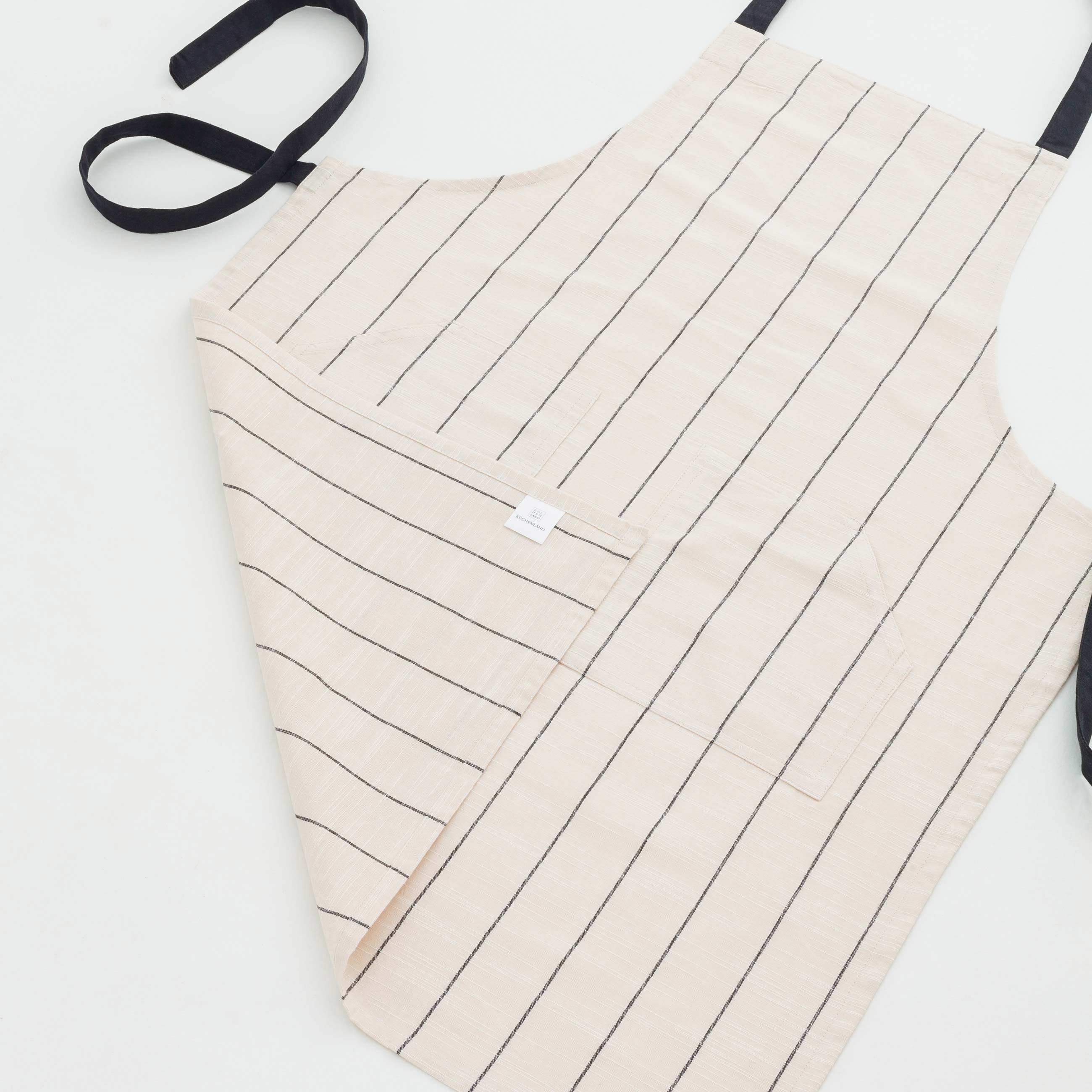 Apron, 68x92 cm, cotton, beige, Stripes, Flax