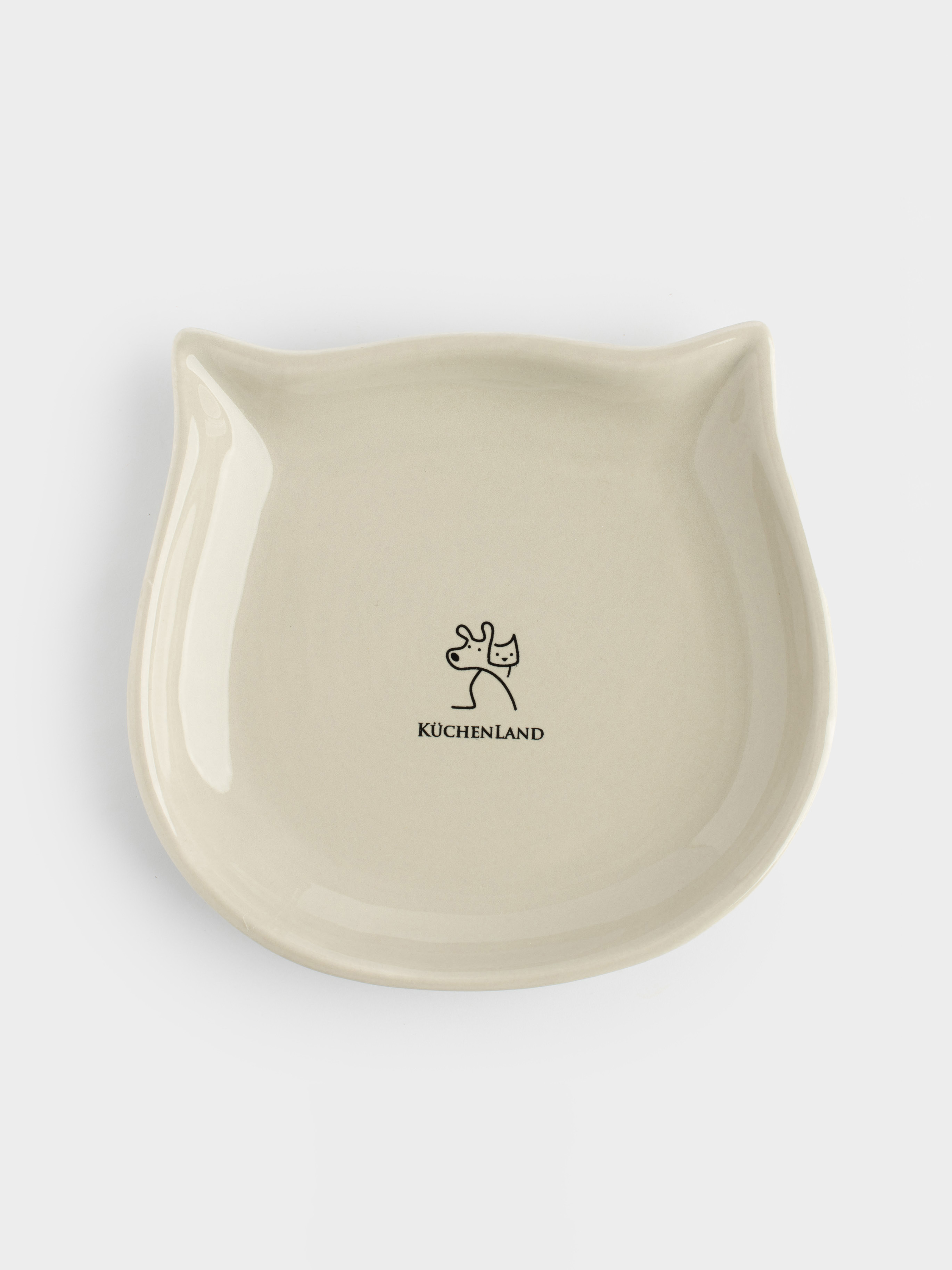 Pet bowl, 14x13 cm, 100 ml, flat, ceramic, grey, Cat, Whiskers, image-1