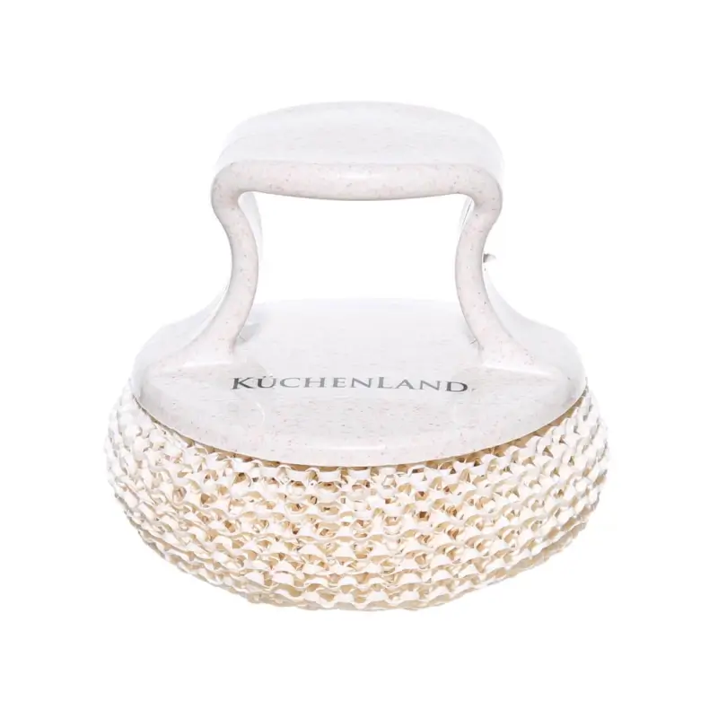 Cleaning sponge, 8 cm, with short holder, vegetable fiber / plastic, beige, Clean
