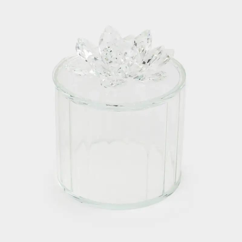 Storage container, 10x12 cm, 470 ml, glass, Flower, Crystal flower