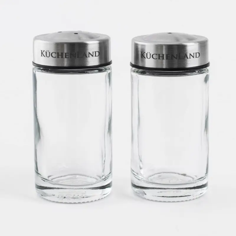 Salt and pepper set, 7 cm, glass/steel, Classic