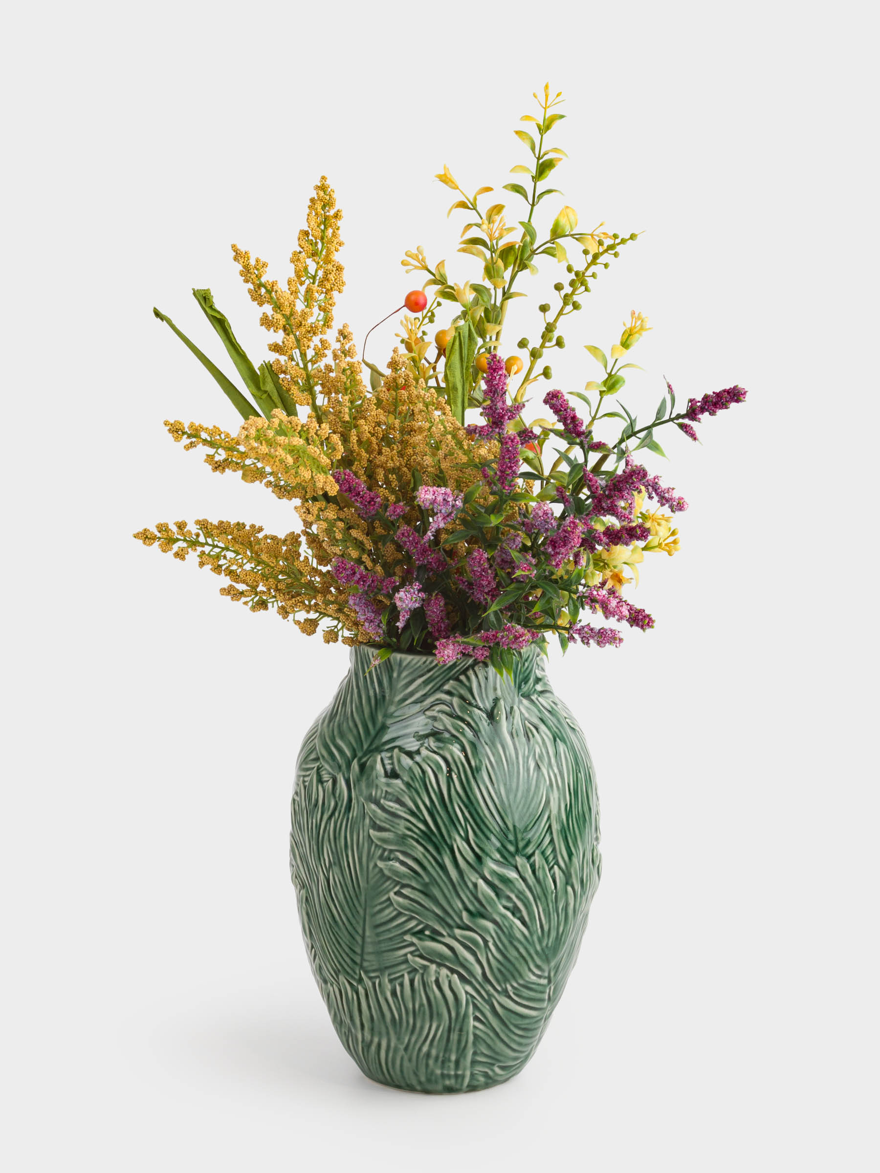Flower vase, 23 cm, ceramic, Green, Tropical leaves, Tropical, image-6