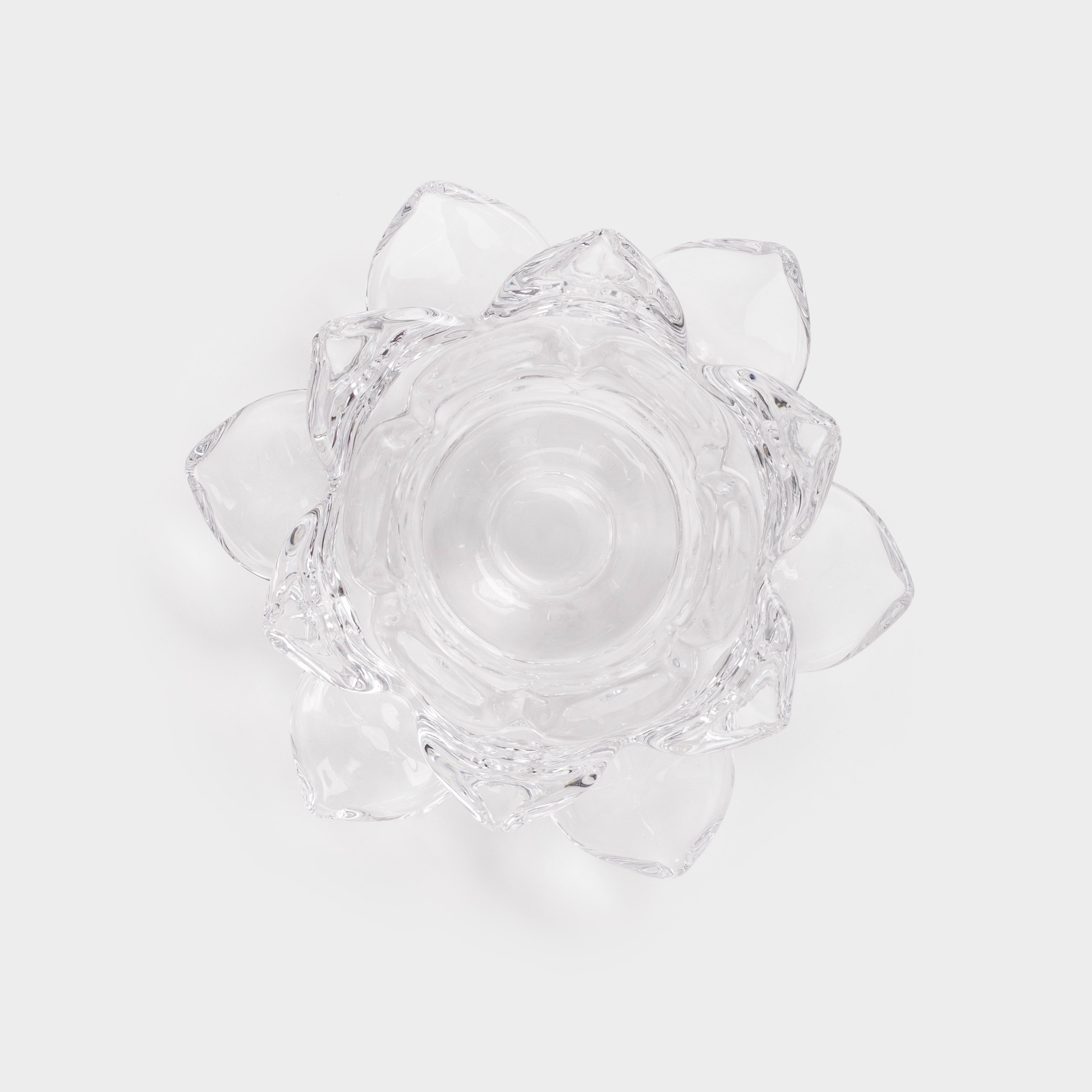 Candlestick, 12 cm, for tea / thin candle, glass, Lotus, Lotus
