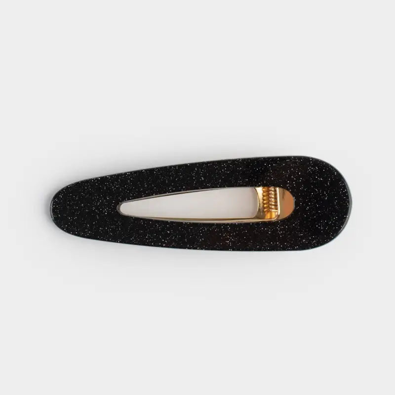 Hair clip, 7 cm, acrylic / metal, Black, Basic ,image-0