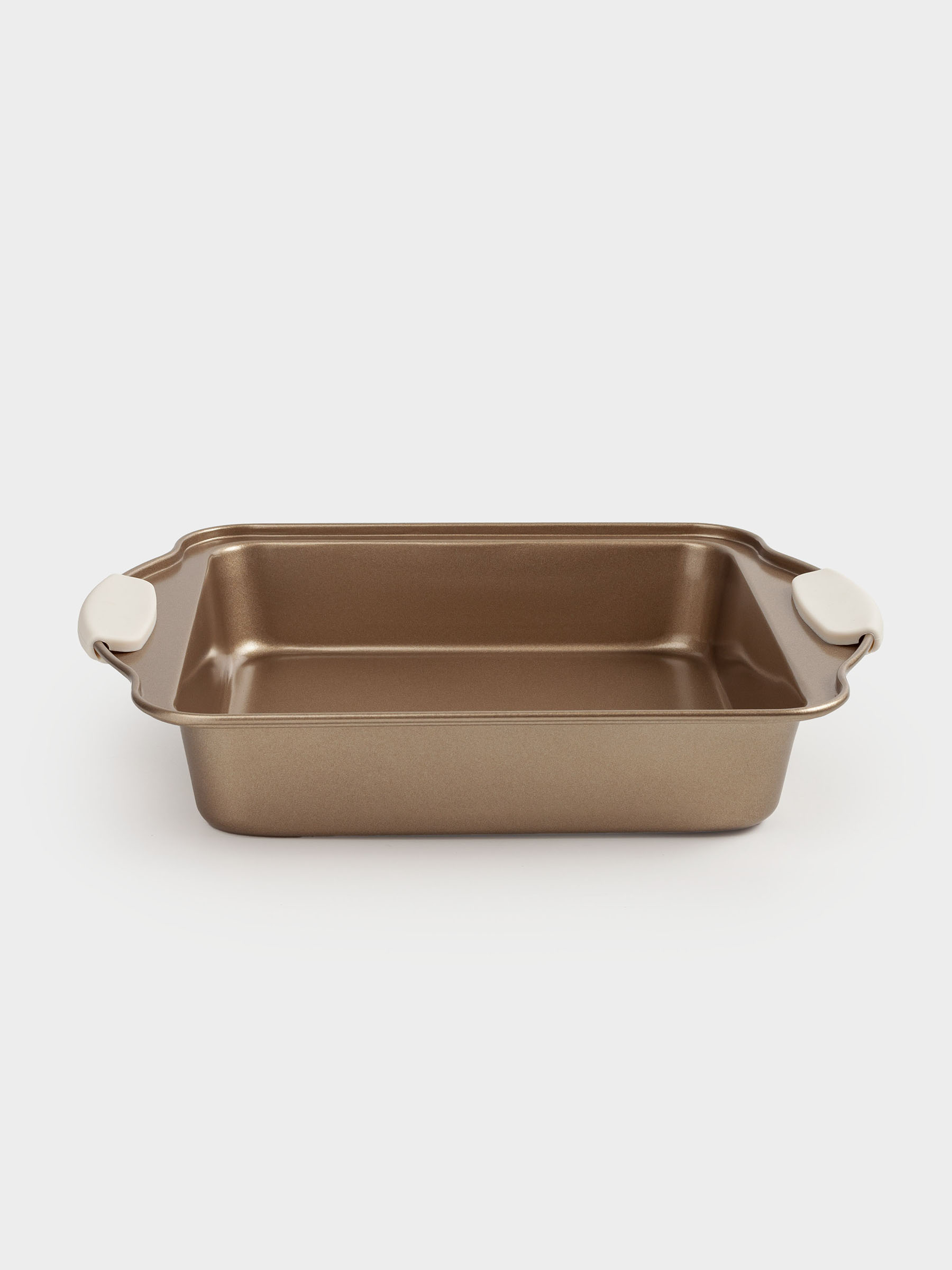 Baking dish, 28x22 cm, with handles, steel / silicone, square, copper, Resto , image-1