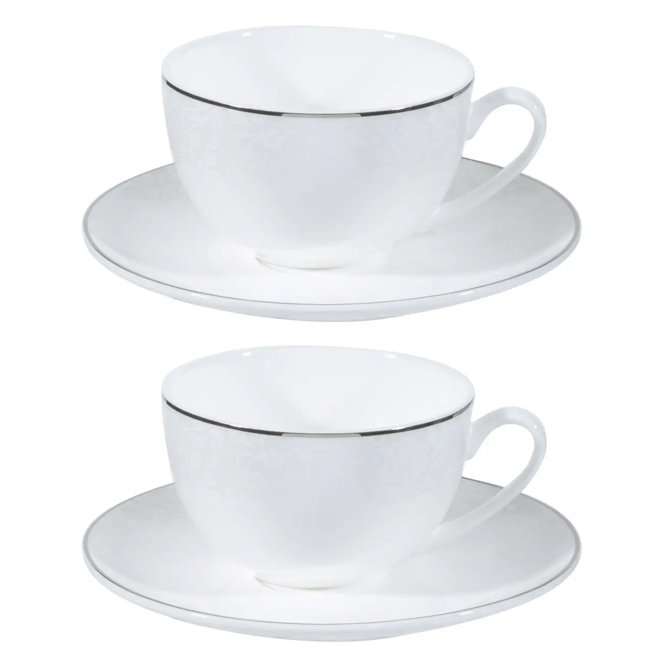 Tea pair, 2 pers, 4 pr, 250 ml, porcelain F, Pearl-platinum, image-0