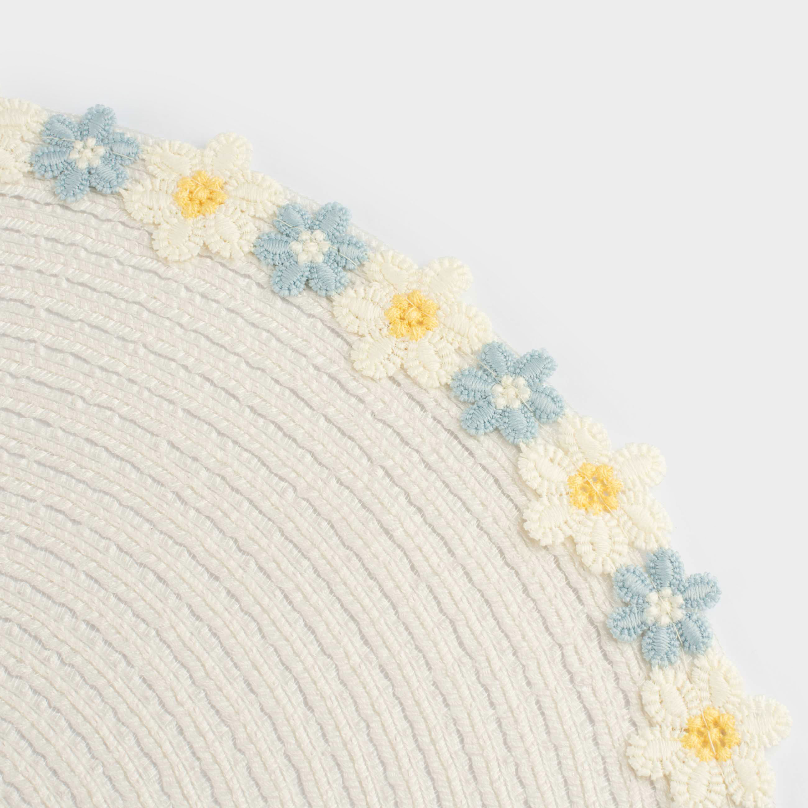 Placemat, 38 cm, polyester, round, milky, Floral border, Breath spring, image-1