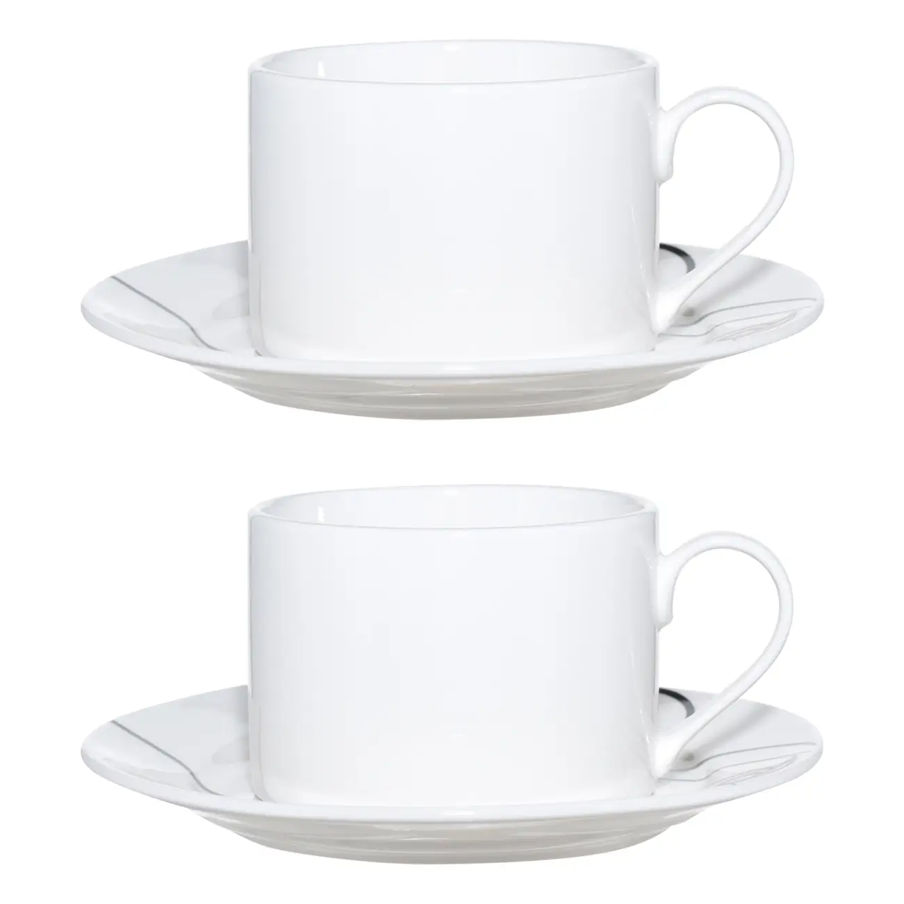 Tea pair, 2 persons, 4 items, 220 ml, porcelain N, white, Contour face, Face, image-0