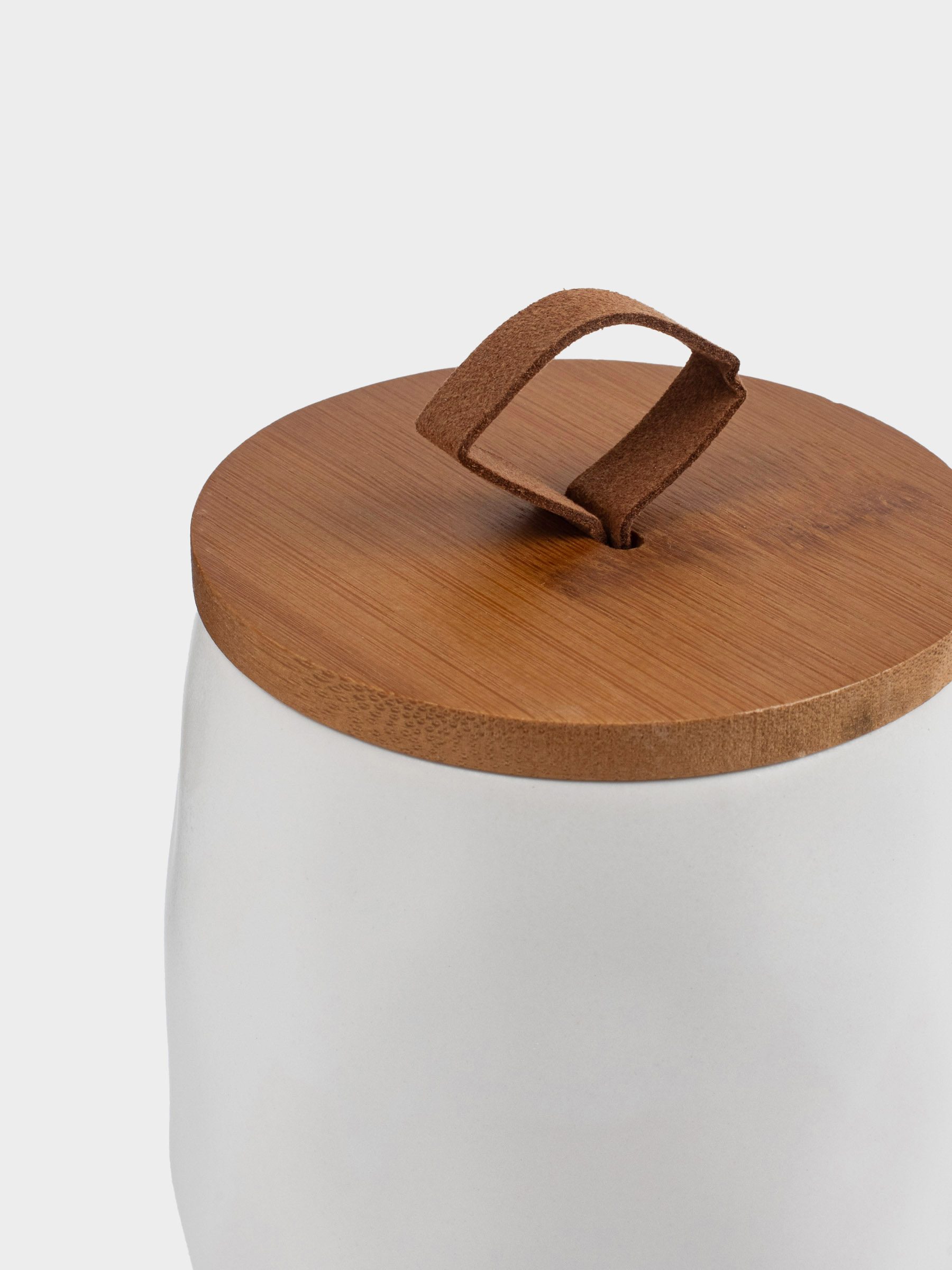Bathroom box, 11 cm, ceramic/bamboo, milk, Diza, image-4