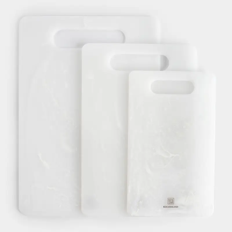 Cutting boards set, 25/30/35 cm, 3 pcs, rectangular, plastic, white, Maniera ,image-0