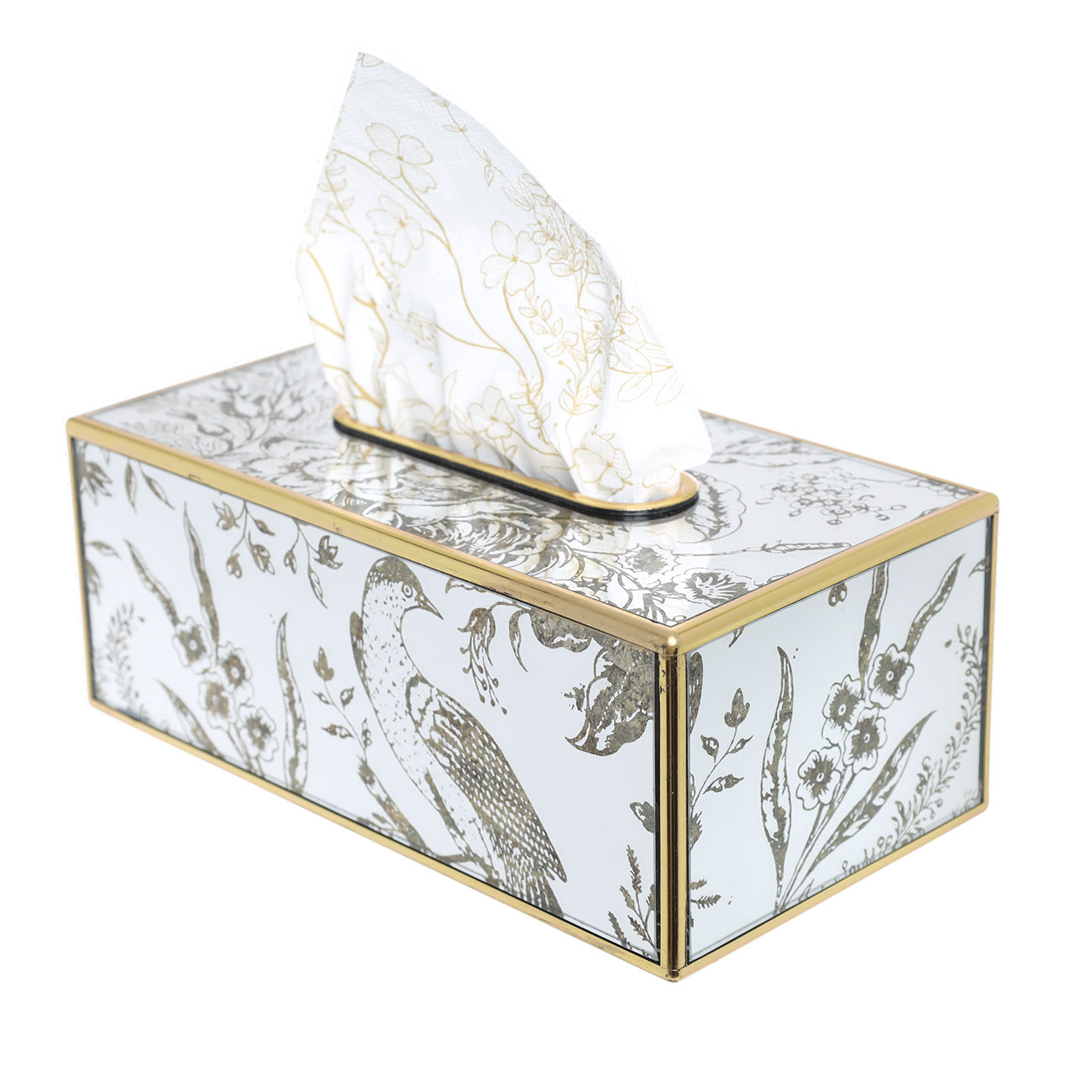 Paper napkin box, 25x13 cm, plastic / glass, Mirror, Bird, Bluebird, image-3