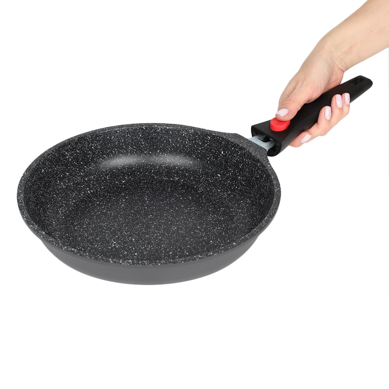 Frying pan, 24 cm, removable handle, coated, aluminum, Solution Red 2