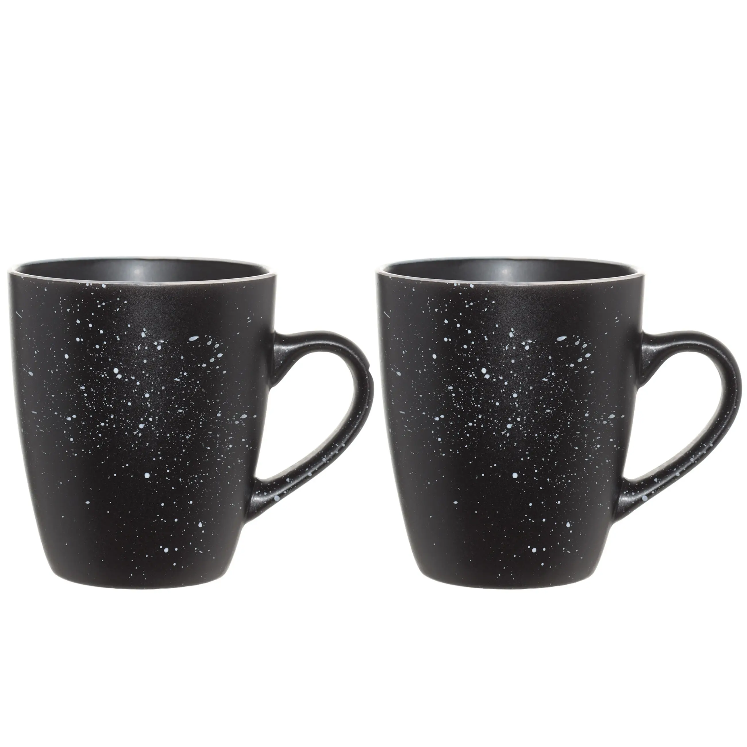 Mug, 400 ml, 2 pcs, ceramic, black, speckled, Particle, image-0