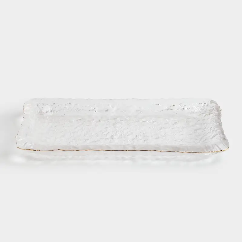 Dish, 14x23 cm, rectangular glass, with golden edging, Nautilus gold ,image-0