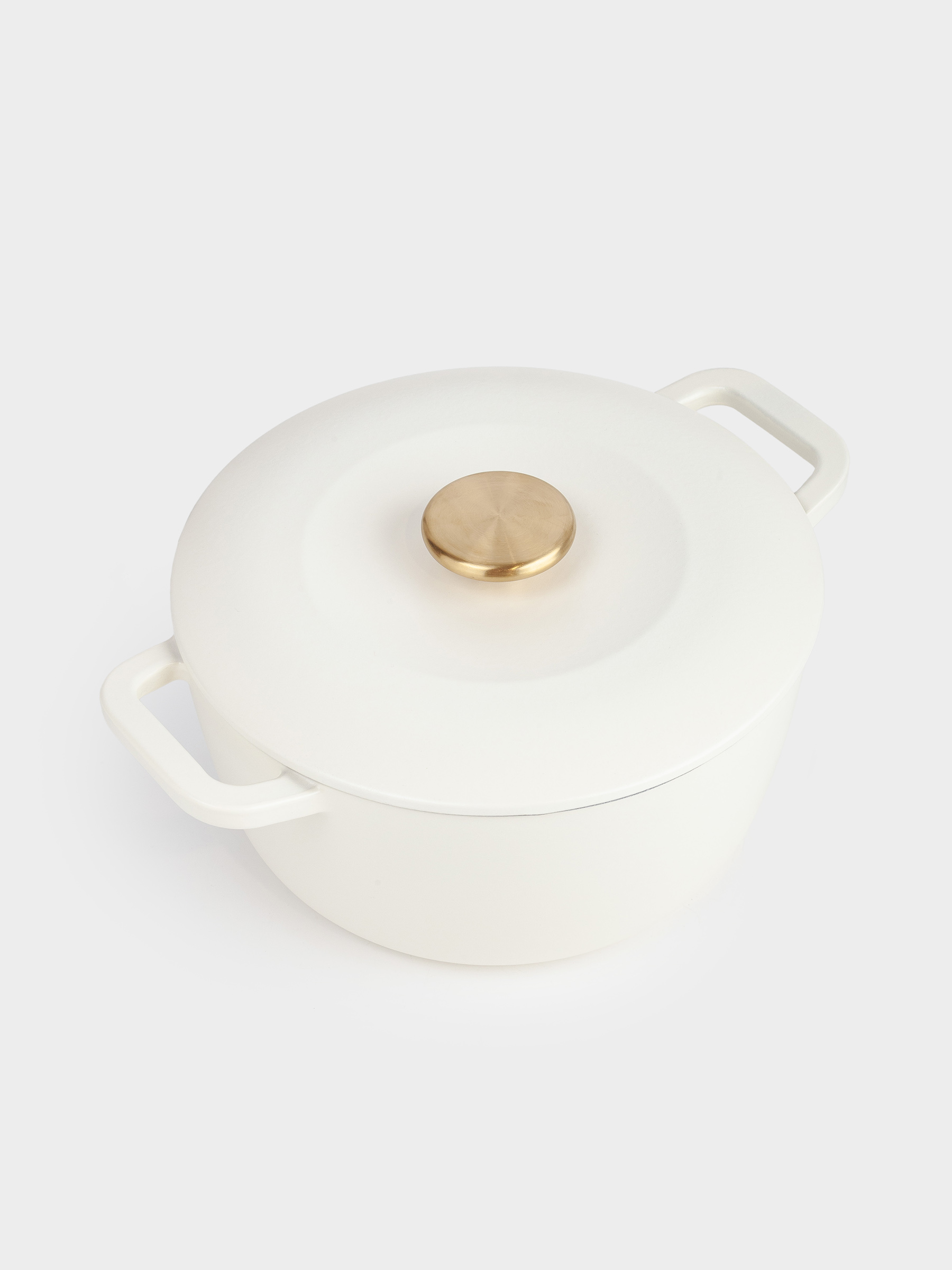 Cauldron, 25 cm, 4 l, with lid, cast iron, milky, Light kitchen, image-1