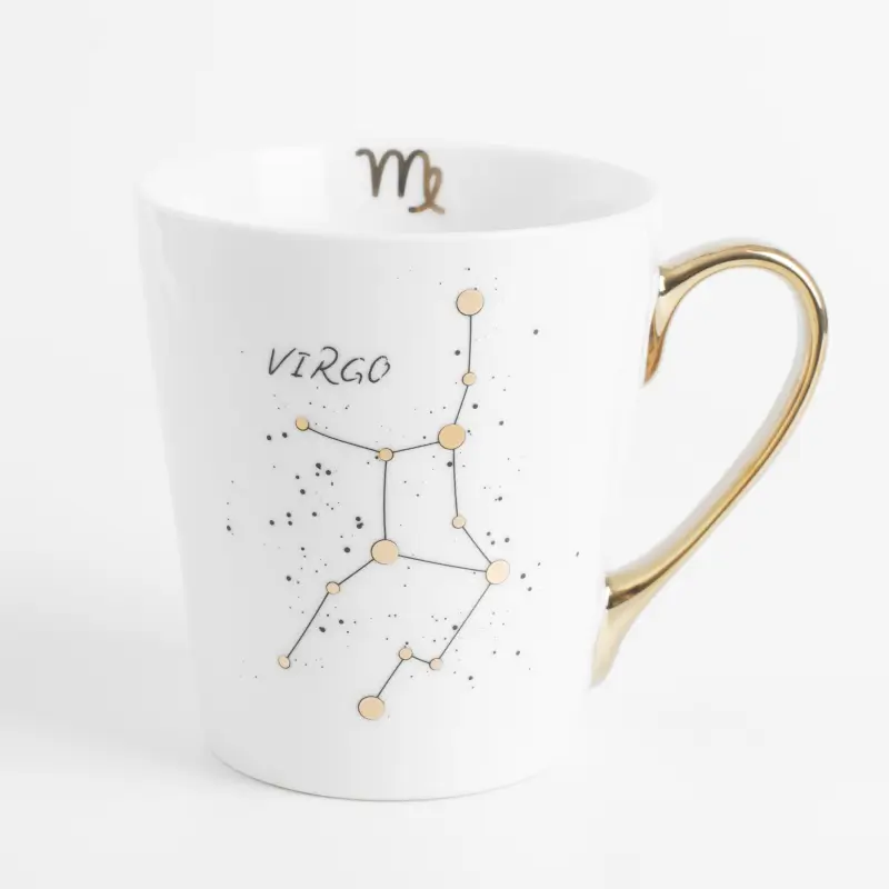 Mug, 400 ml, porcelain N, milky golden, Virgo, Zodiac ,image-0
