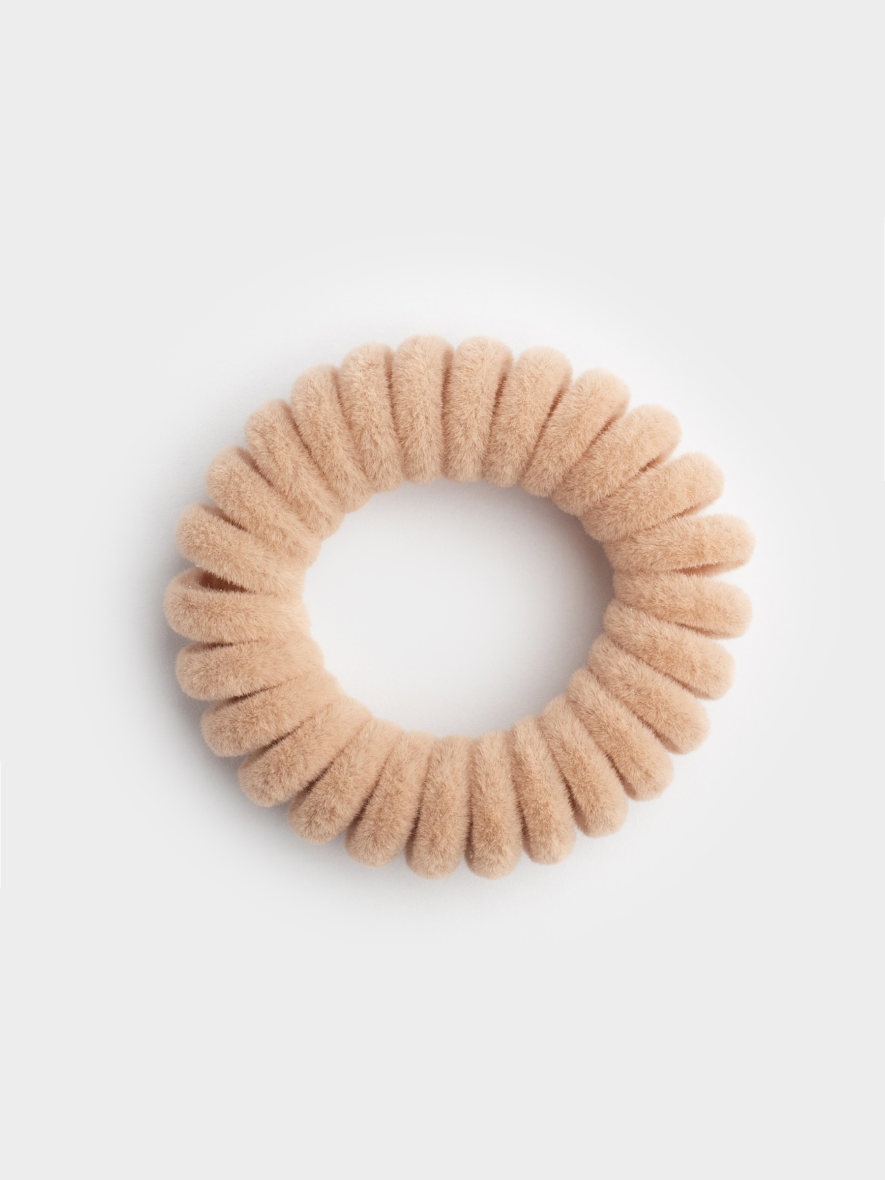 Elastic band for hair, 4 cm, 3 pcs, polyester/TPU, Beige, Spiral, Helix, image-3