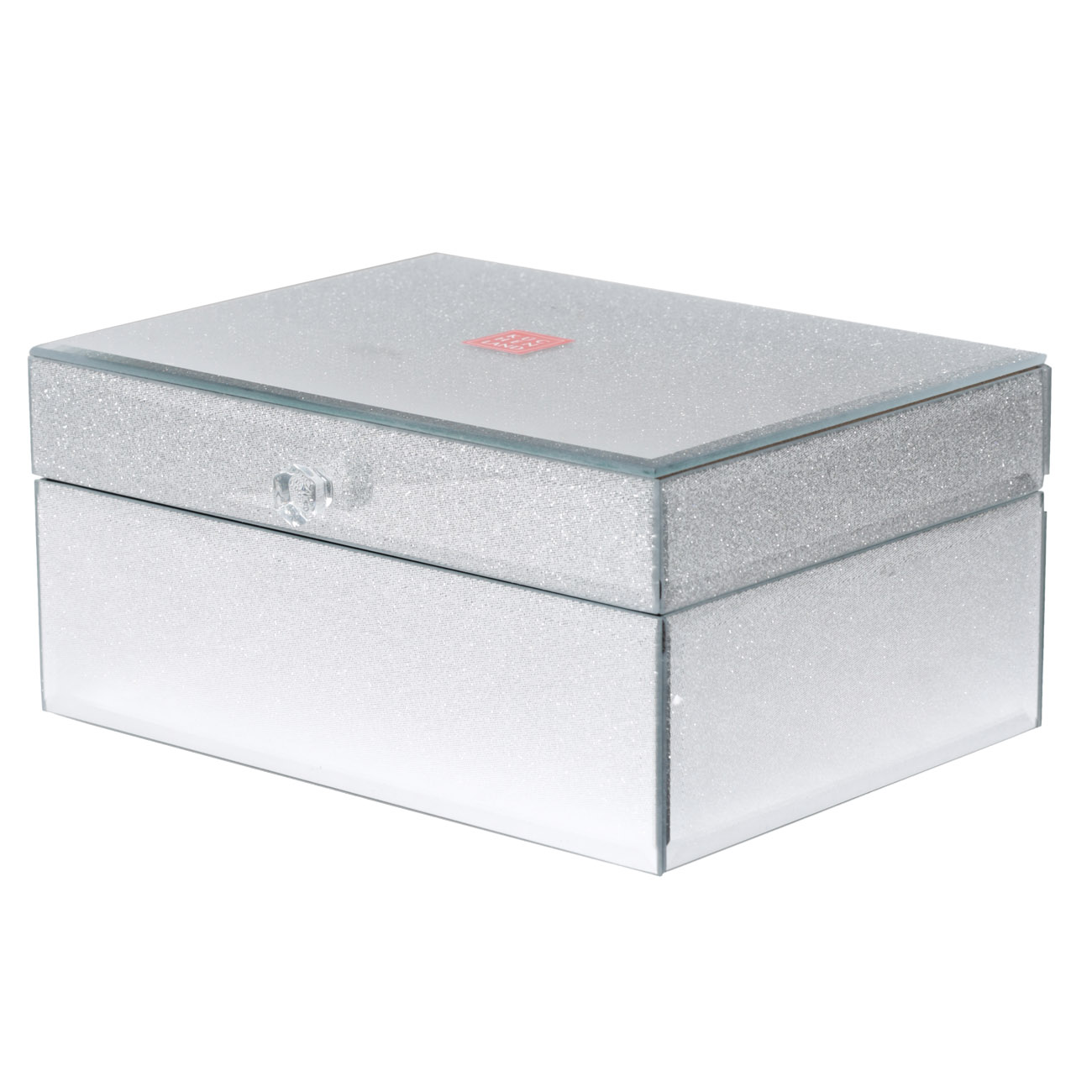 Jewelry box, 20x15 cm, glass, silver, with sparkles, Actress, image-0