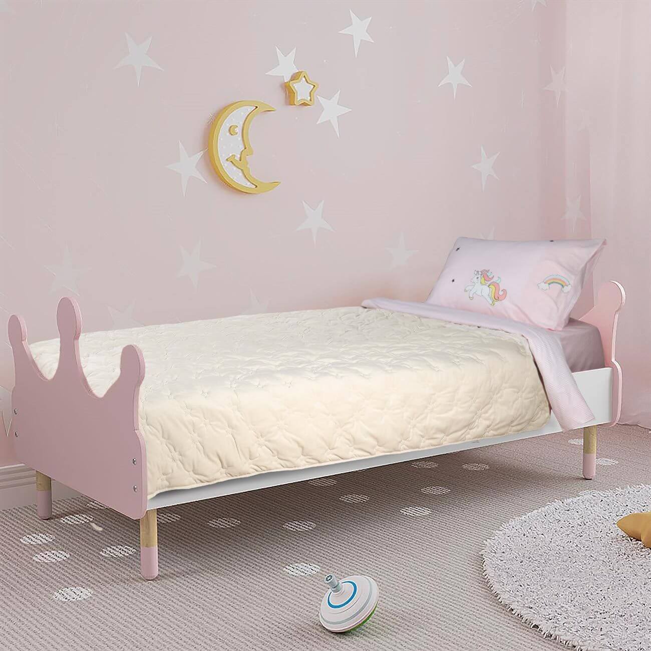 Children's bedspread, 130x210 cm, quilted, corduroy/microfiber, beige, Stars, Stitch velvet