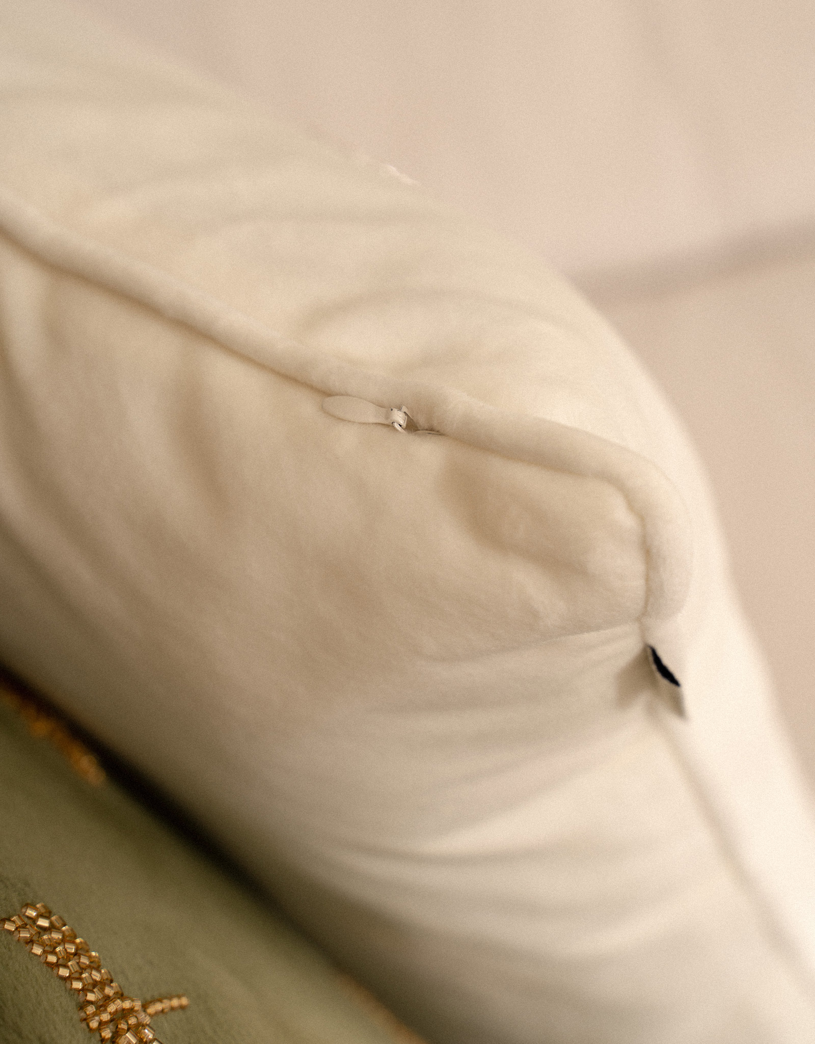 Decorative pillow, 45x45 cm, corduroy / beads, milky, Butterflies, Bugs, image-5