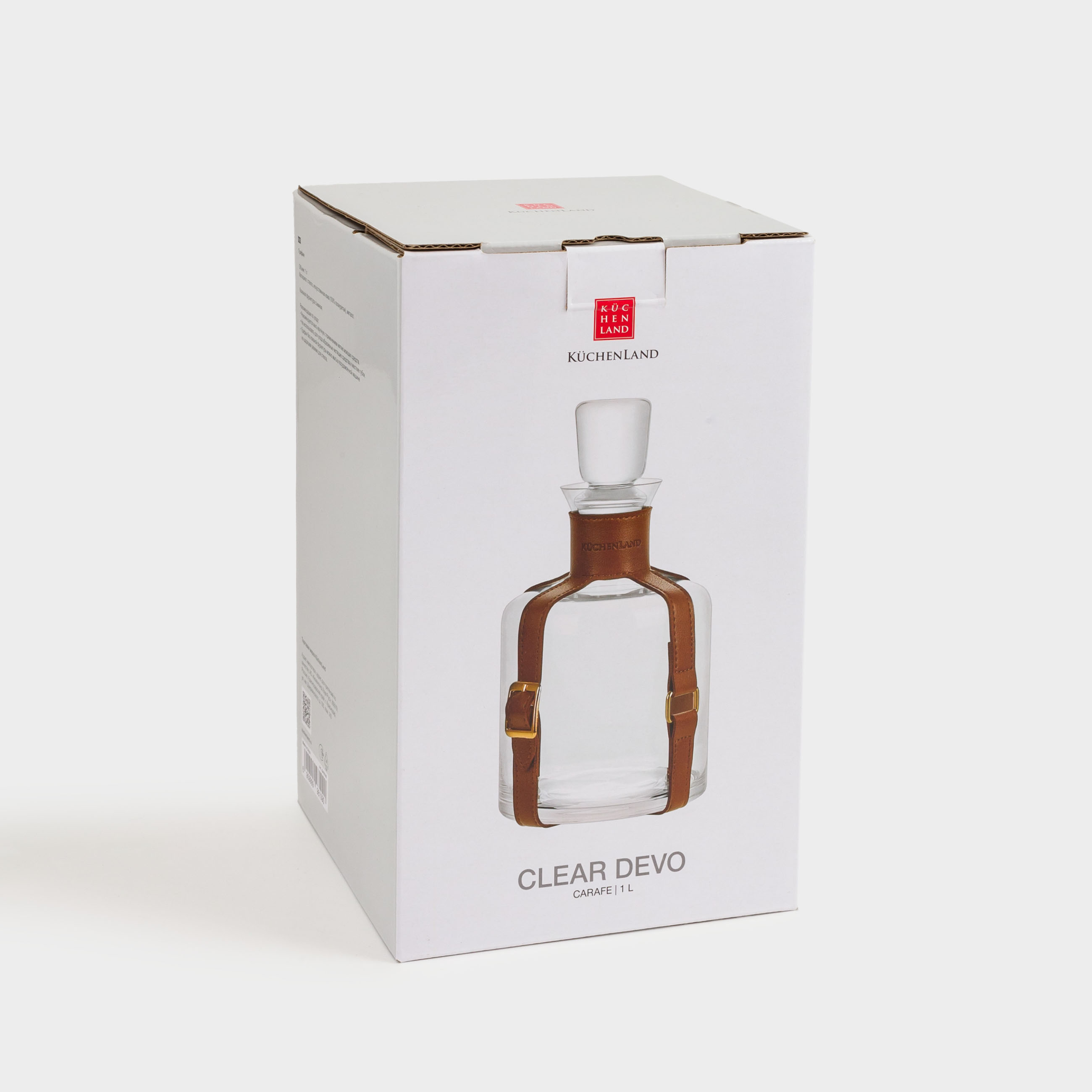 Decanter, 1,1 l, glass / PU leather, Clear devo, image-3