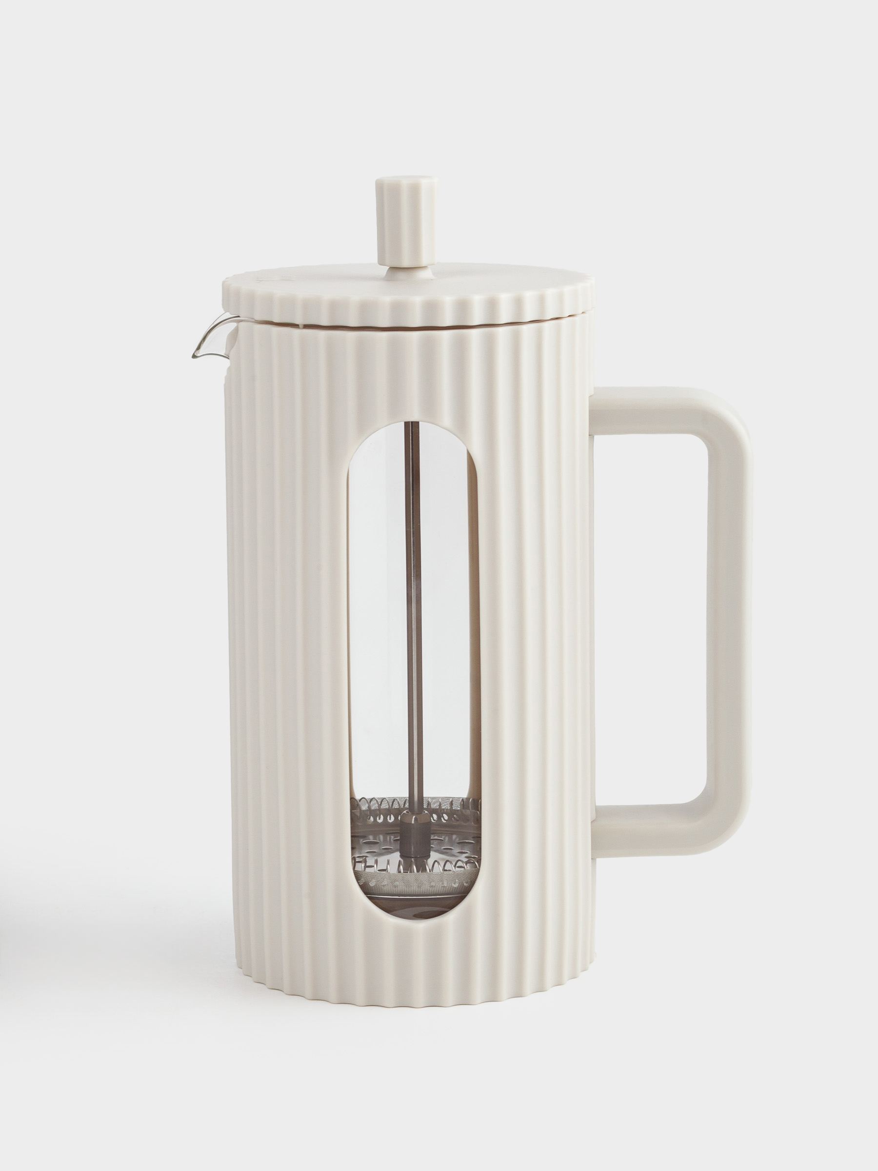 French press, 1 l, glass B / steel, beige, Ketto, image-0