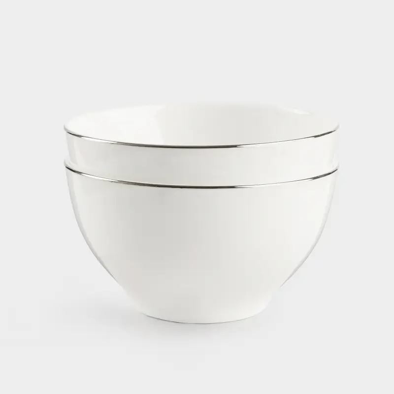 Bowl, 12x6 cm, 2 pieces, porcelain F, white, Ideal silver ,image-0