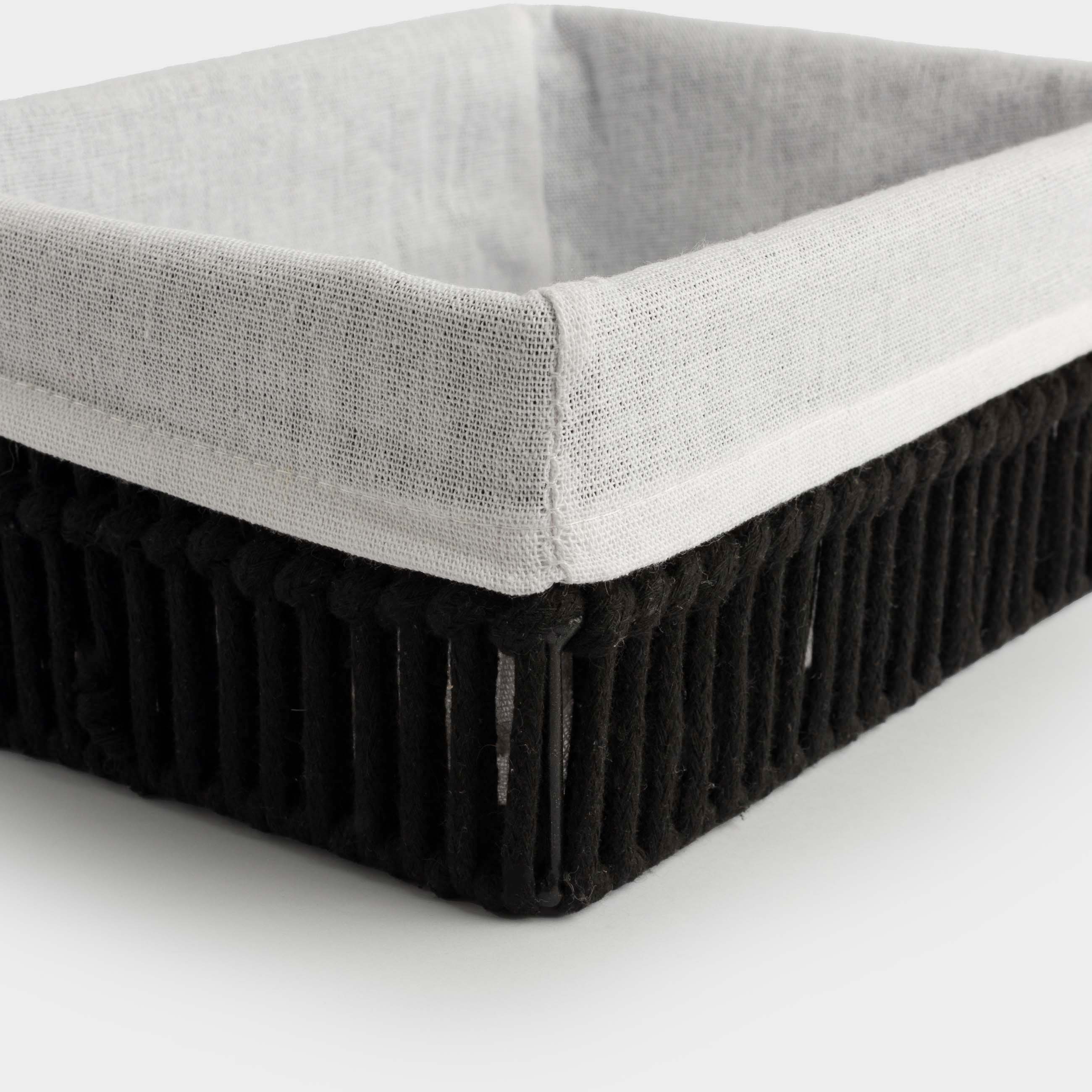 Storage basket, 32x24 cm, Cotton/Iron, Rectangular, Black, Ridged, image-5
