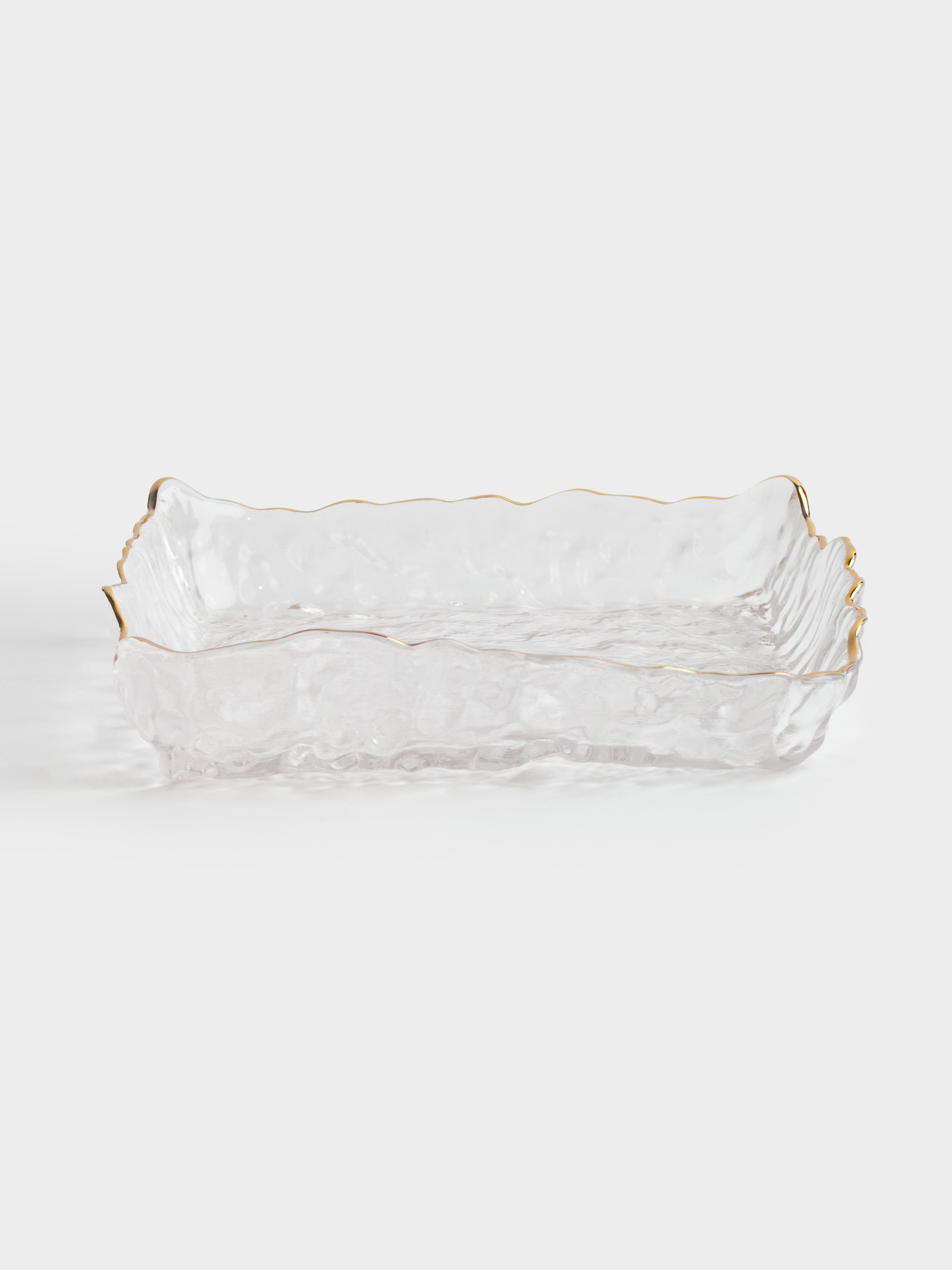 Dish, 15x15 cm, glass, square, with golden edging, Nautilus gold, image-2