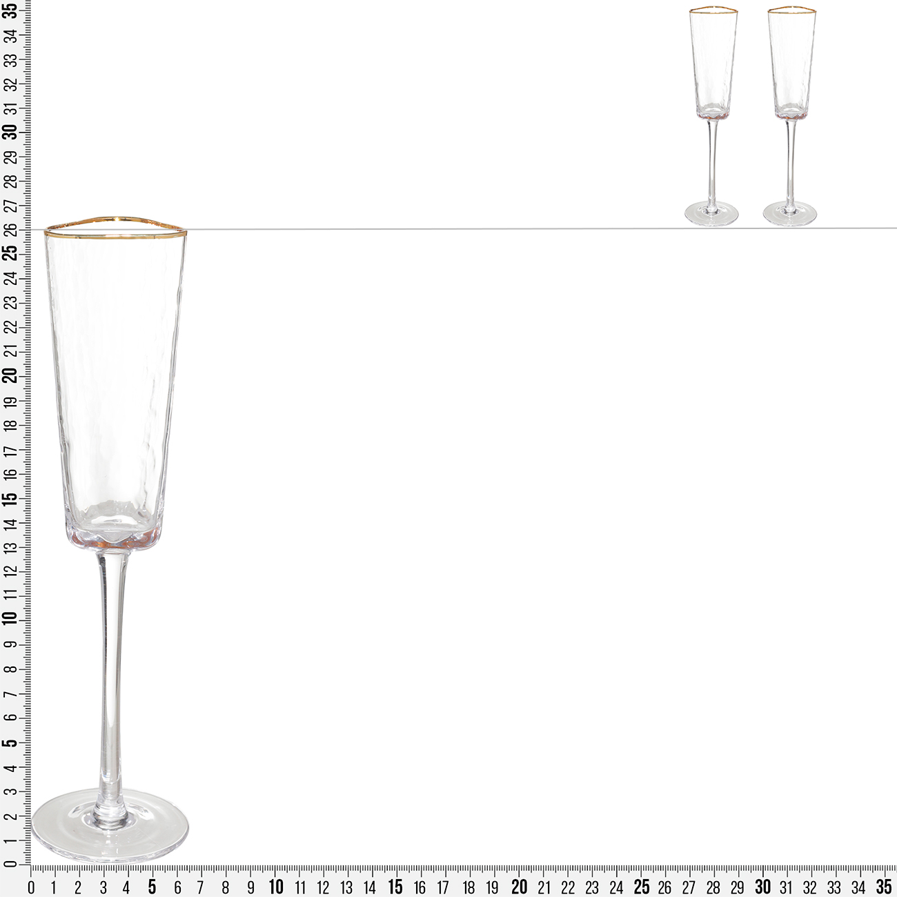 Drinking glass, 160 ml, 2 pcs, glass, with golden edging, Triangle Gold, image-2