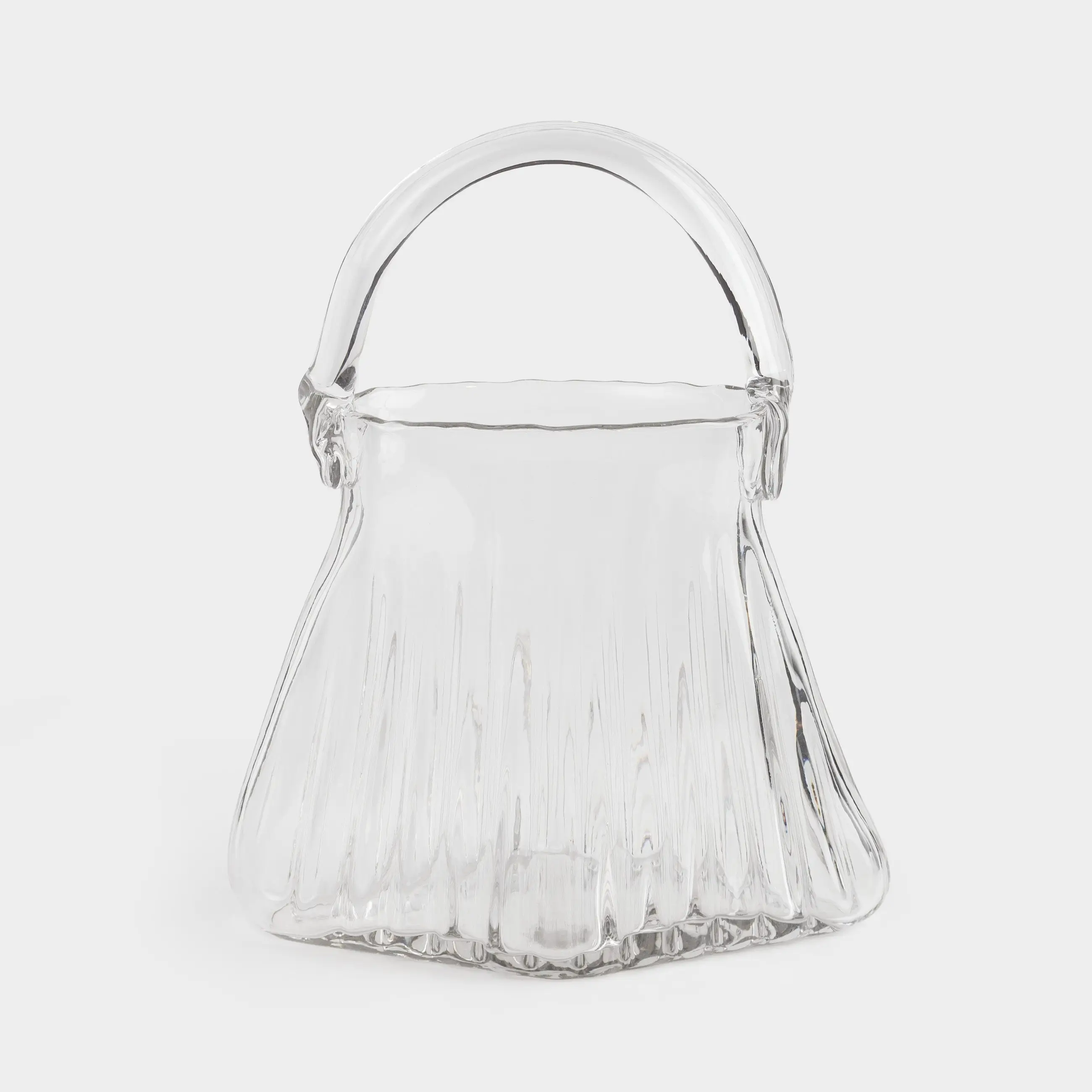 Flower vase, 28 cm, decorative, with handle, Glass R, Bag, Ribby