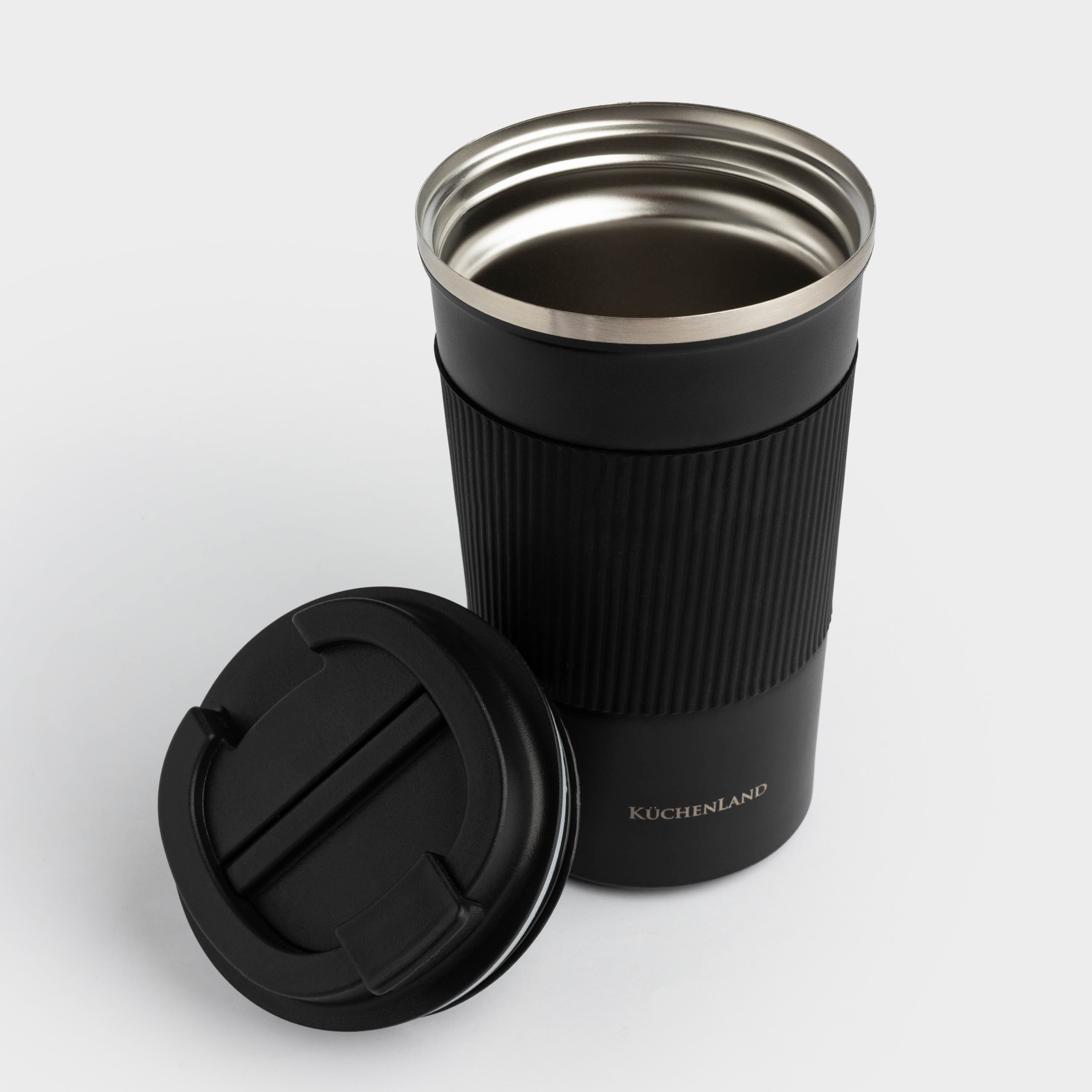 Thermo mug, 500 ml, with zarf, steel / plastic/silicone, black, Coffee life