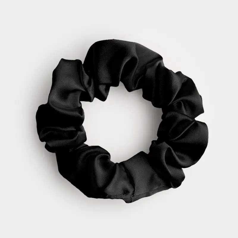 Elastic band for hair, 6 cm, satin, black, Silk ,image-0