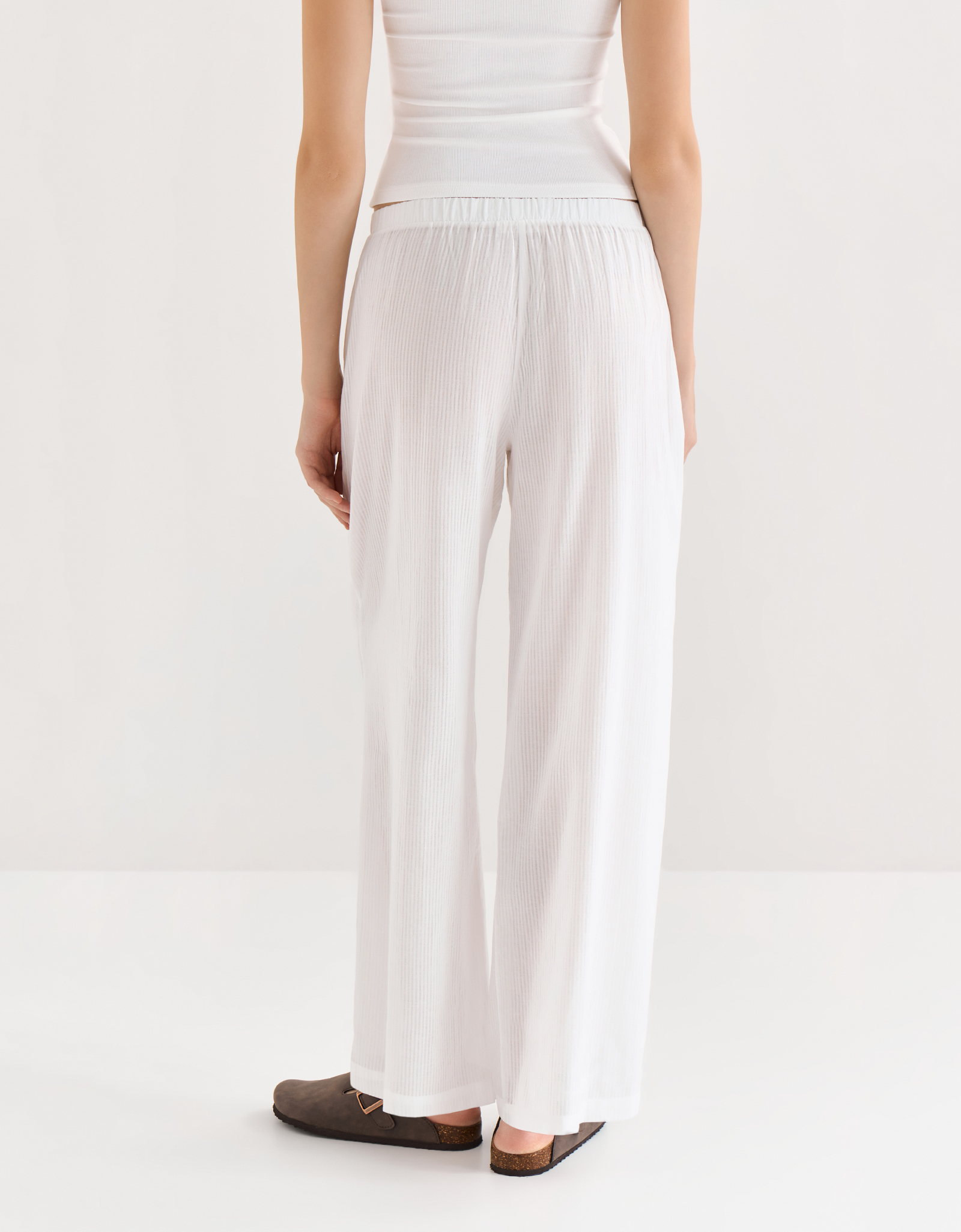 Women's trousers, homewear, size L, cotton, white, Stripes, Leticia, image-5