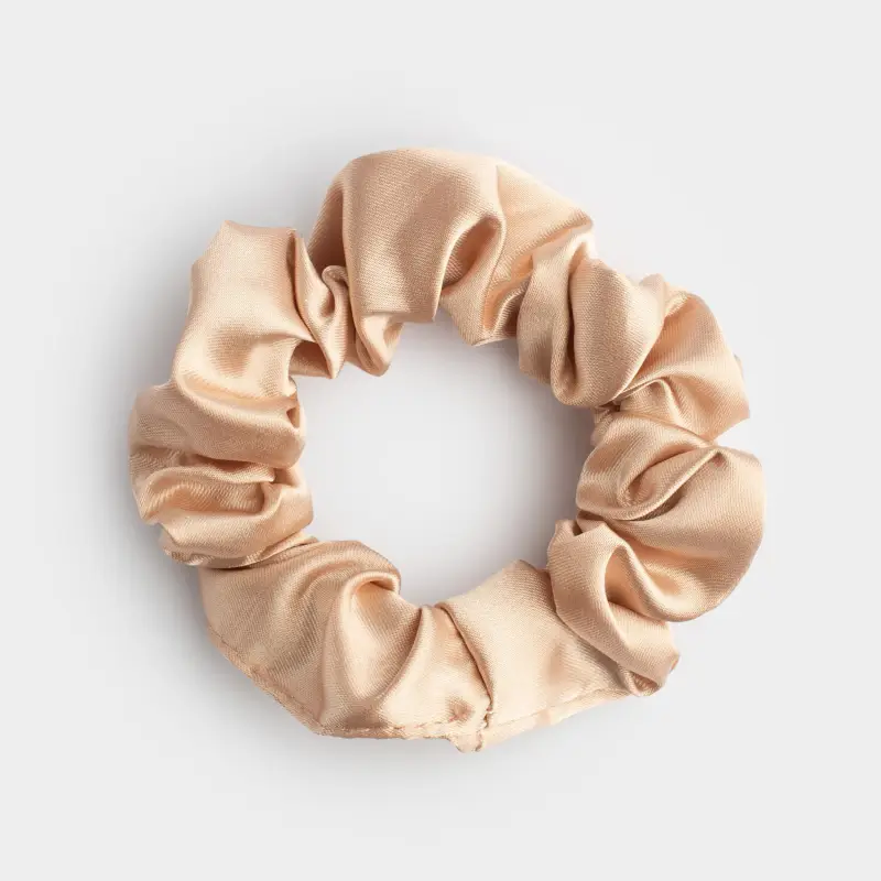 Elastic band for hair, 6 cm, satin, beige, Silk ,image-0