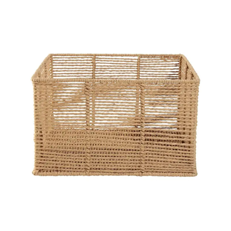 Storage basket, 20x14 cm, paper / metal, square, beige, Village