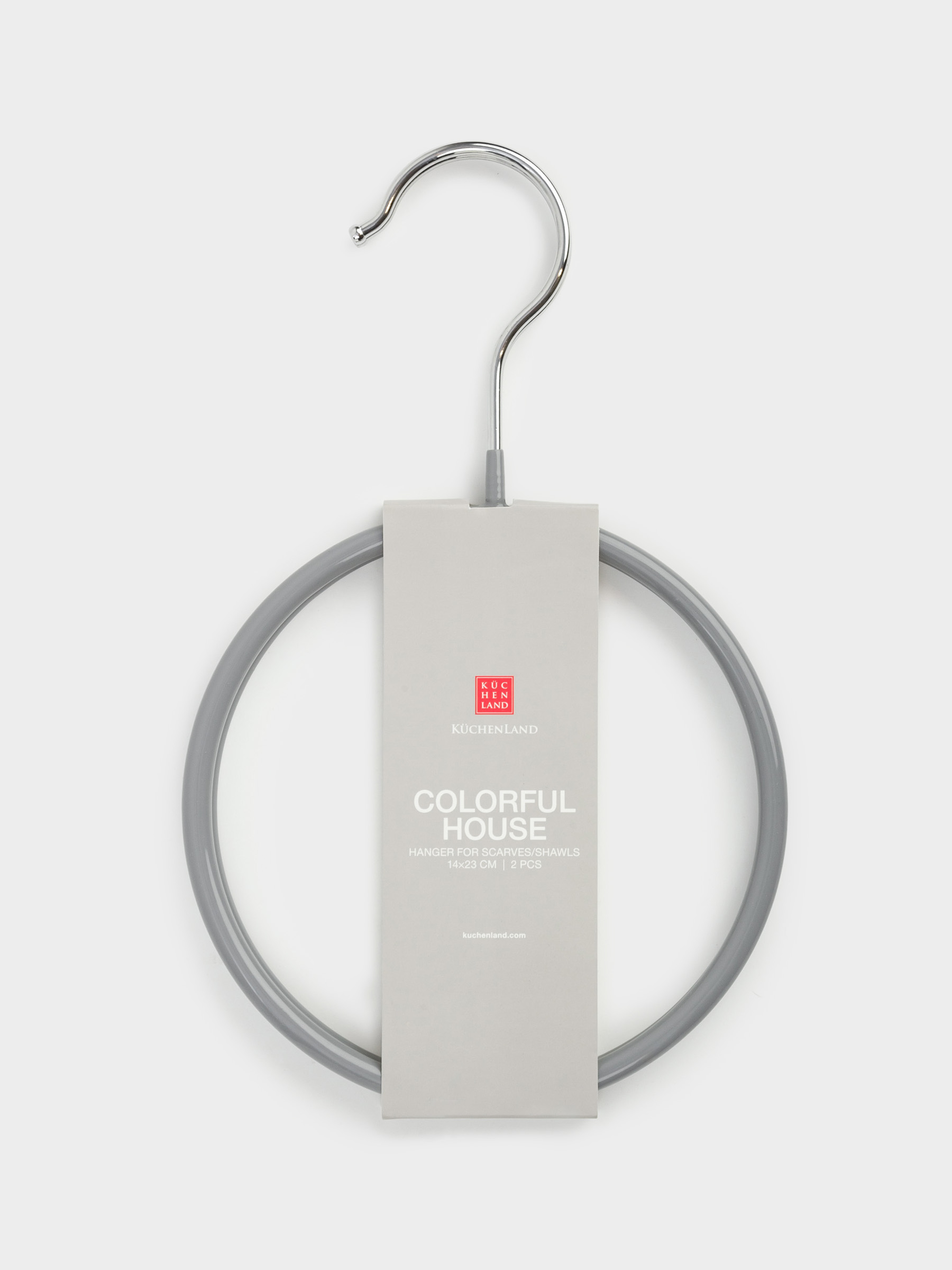 Scarf/shawl hanger, 14x23 cm, 2 pcs, coated metal, Grey, Colorful house, image-4