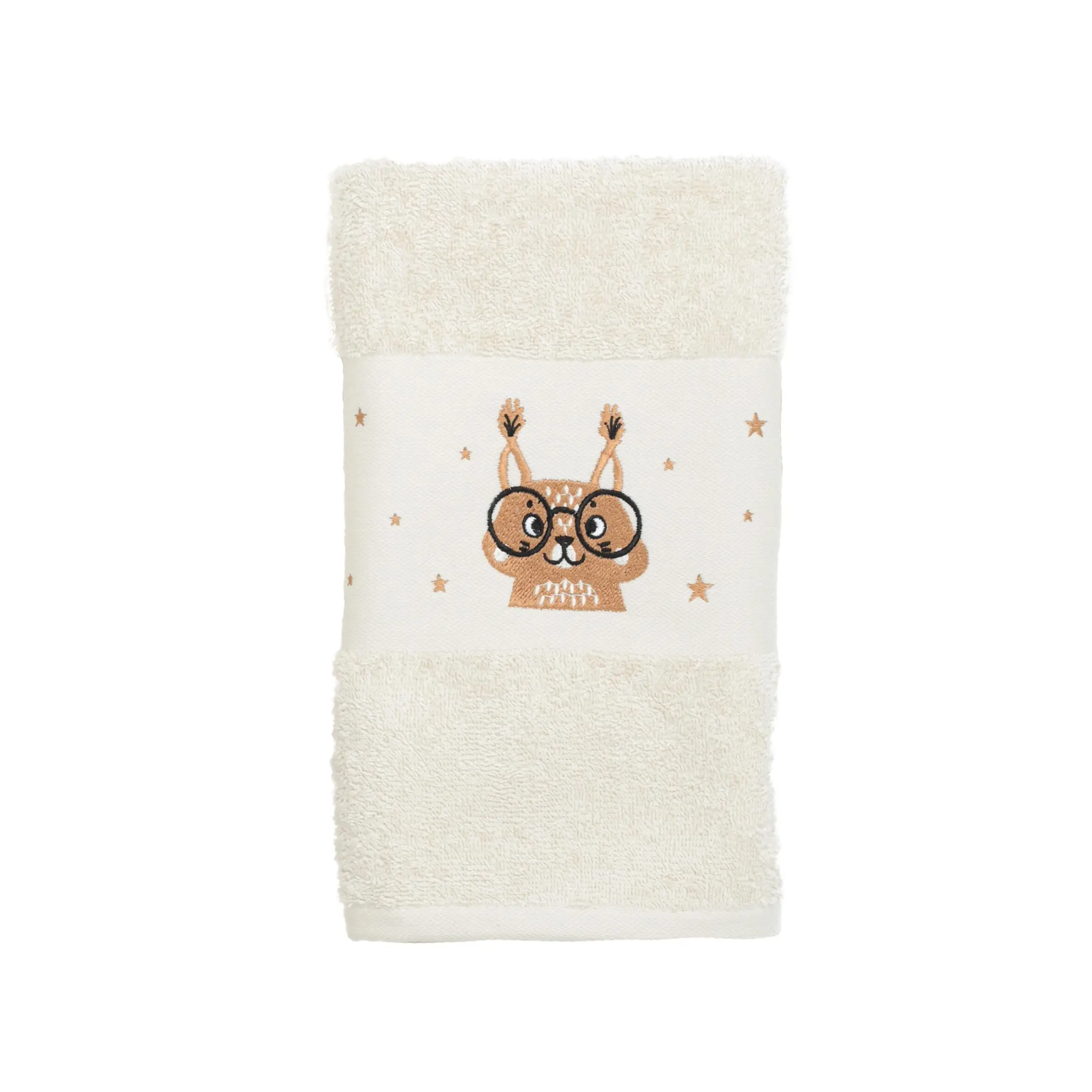 Children's towel, 50x90 cm, cotton, beige, Squirrel, Forest Animals, image-0