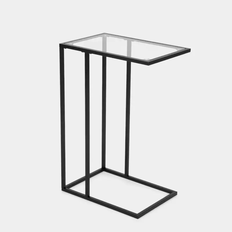 Tray stand, 60 cm, metal / glass, rectangular, Black, Black style