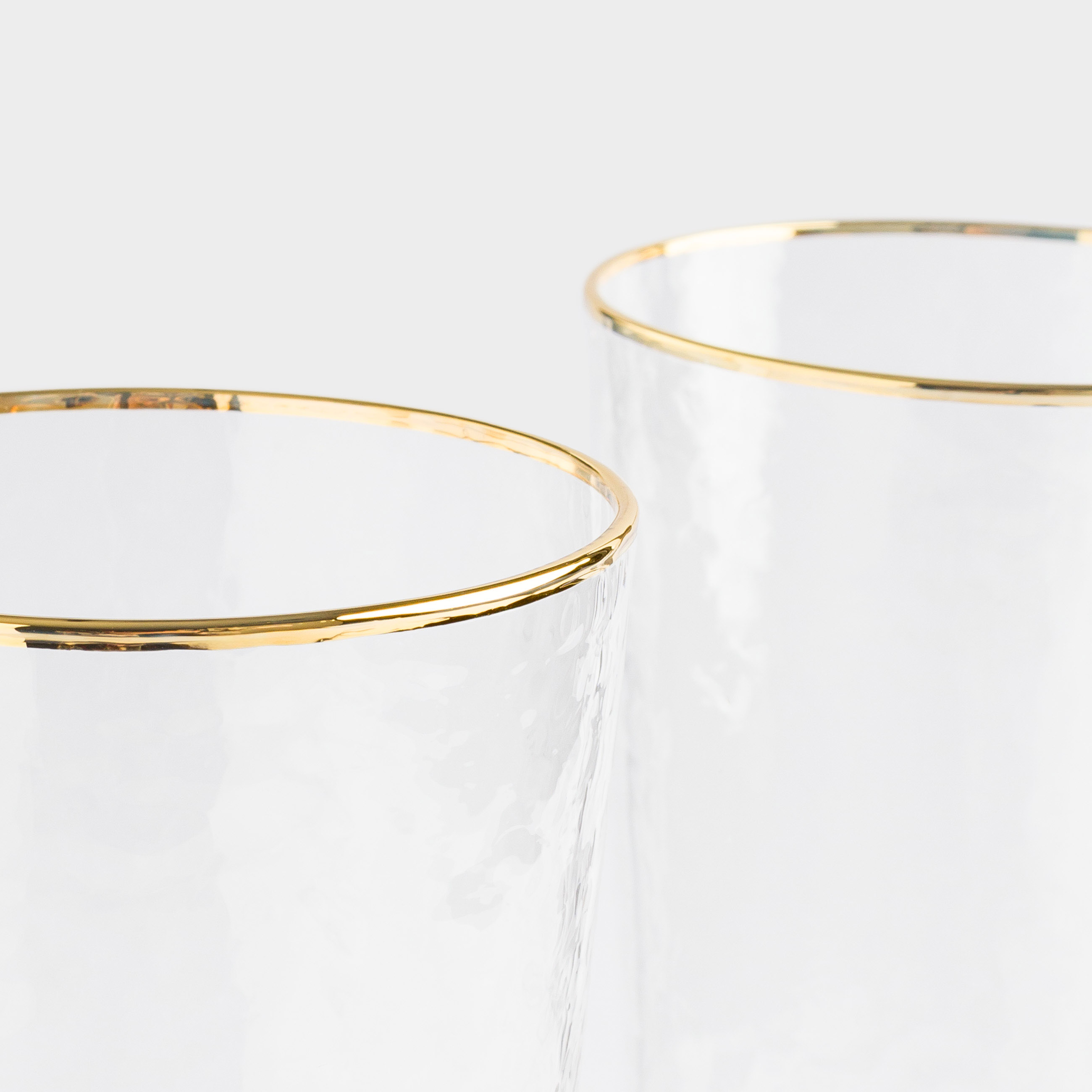 Drinking glass, 350 ml, 2 pcs, glass, with golden edging, Ripply gold, image-5