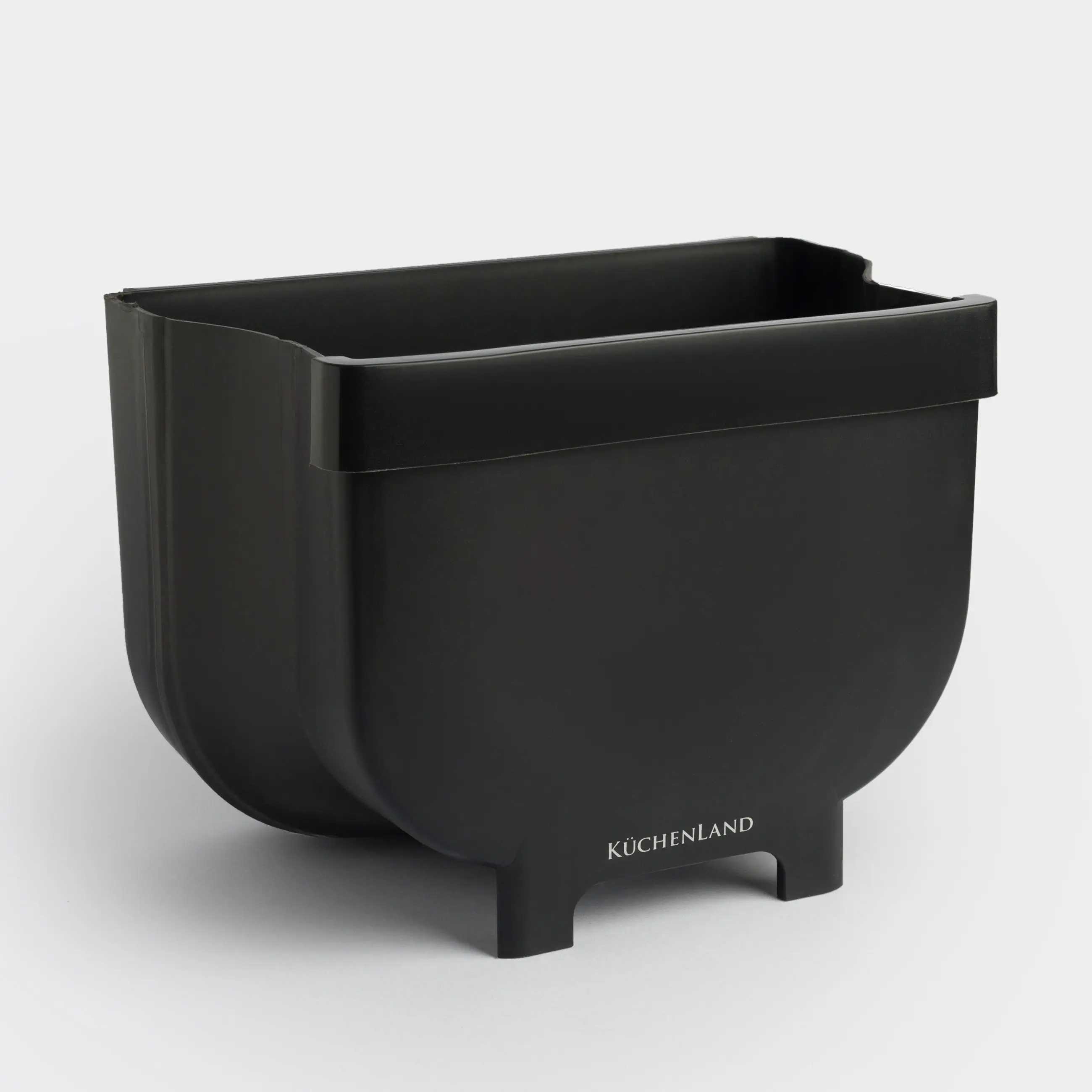 Garbage bucket, 4 L, folding, hanging, plastic / rubber, black, Foldaway black, image-0