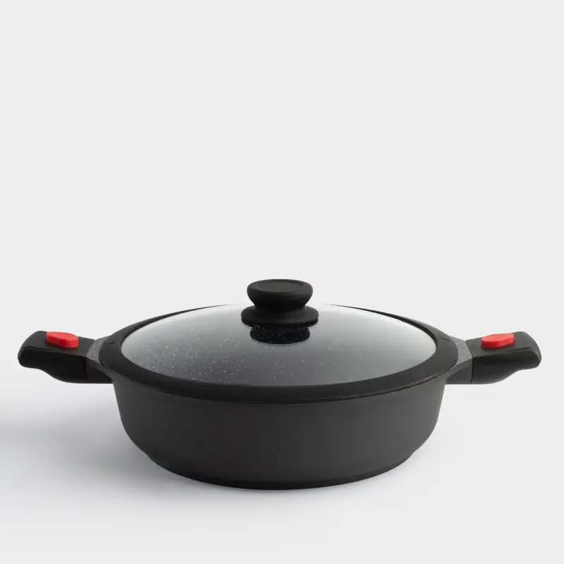 Saucepan, 28 cm, with lid, 3 removable handles, coated, aluminum, Solution Red 2 ,image-0
