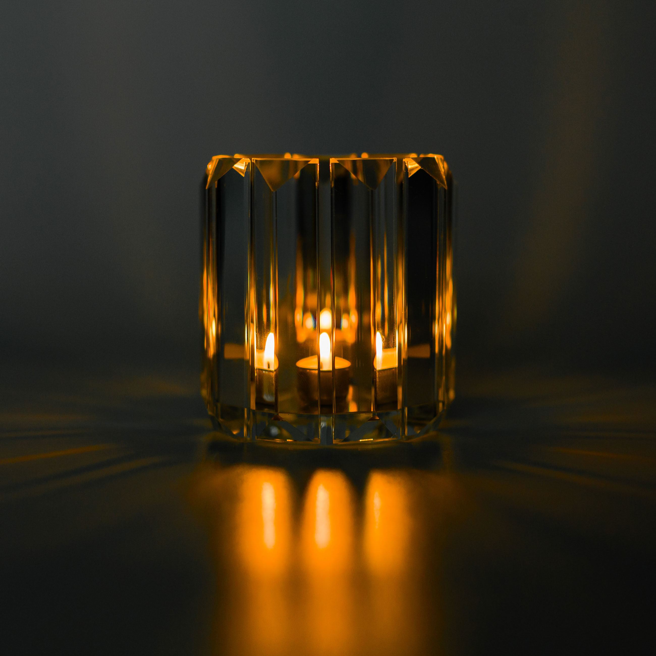 Candlestick, 8 cm, for tea candle, glass, Facets, Lux crystal