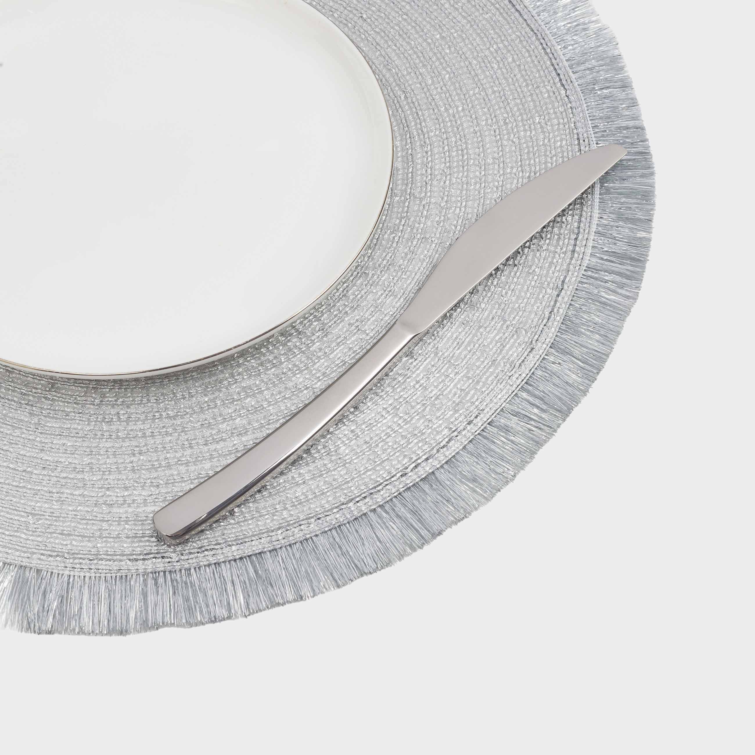 Instrument napkin, 38 cm, polyester, round, silver, Rotary shine