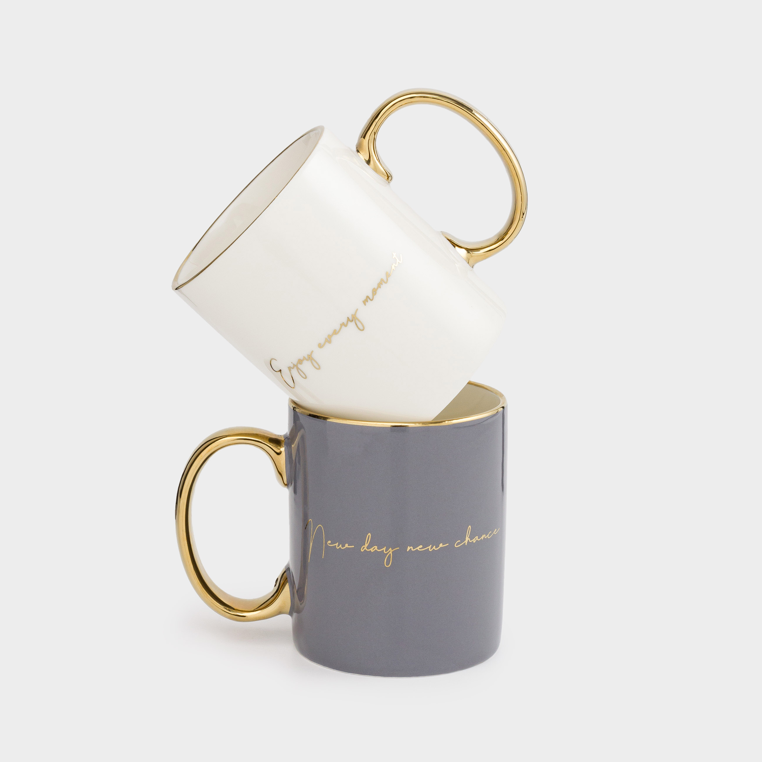 Mug, 350 ml, 2 pcs, with a sieve on a stand, porcelain N / steel, gray / white, Scroll