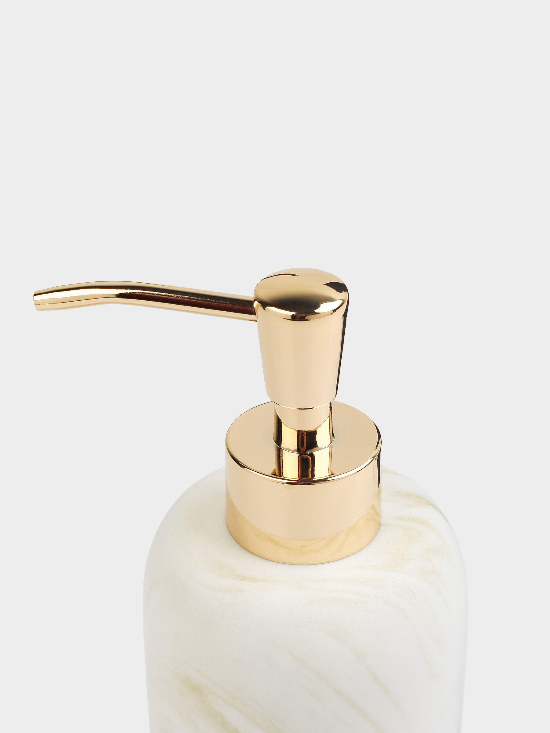 Liquid soap dispenser, 200 ml, polyresin / metal, white-gold, Marble, Dryad