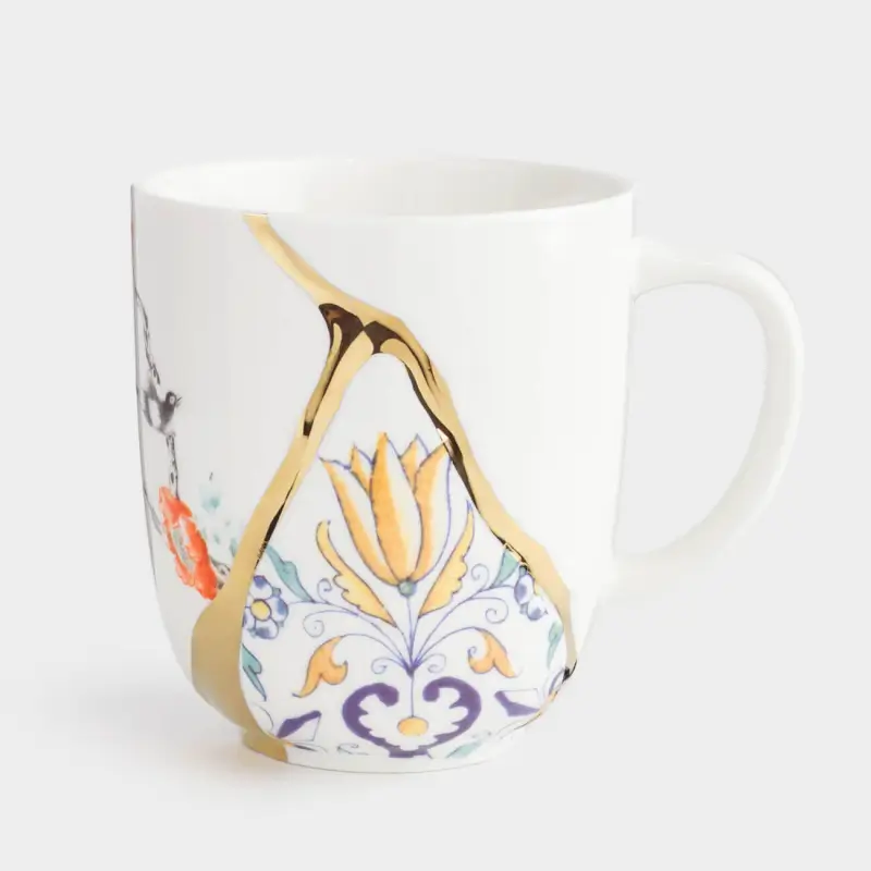 Mug, 350 ml, porcelain N, white and gold, Kintsugi, Kintsugi