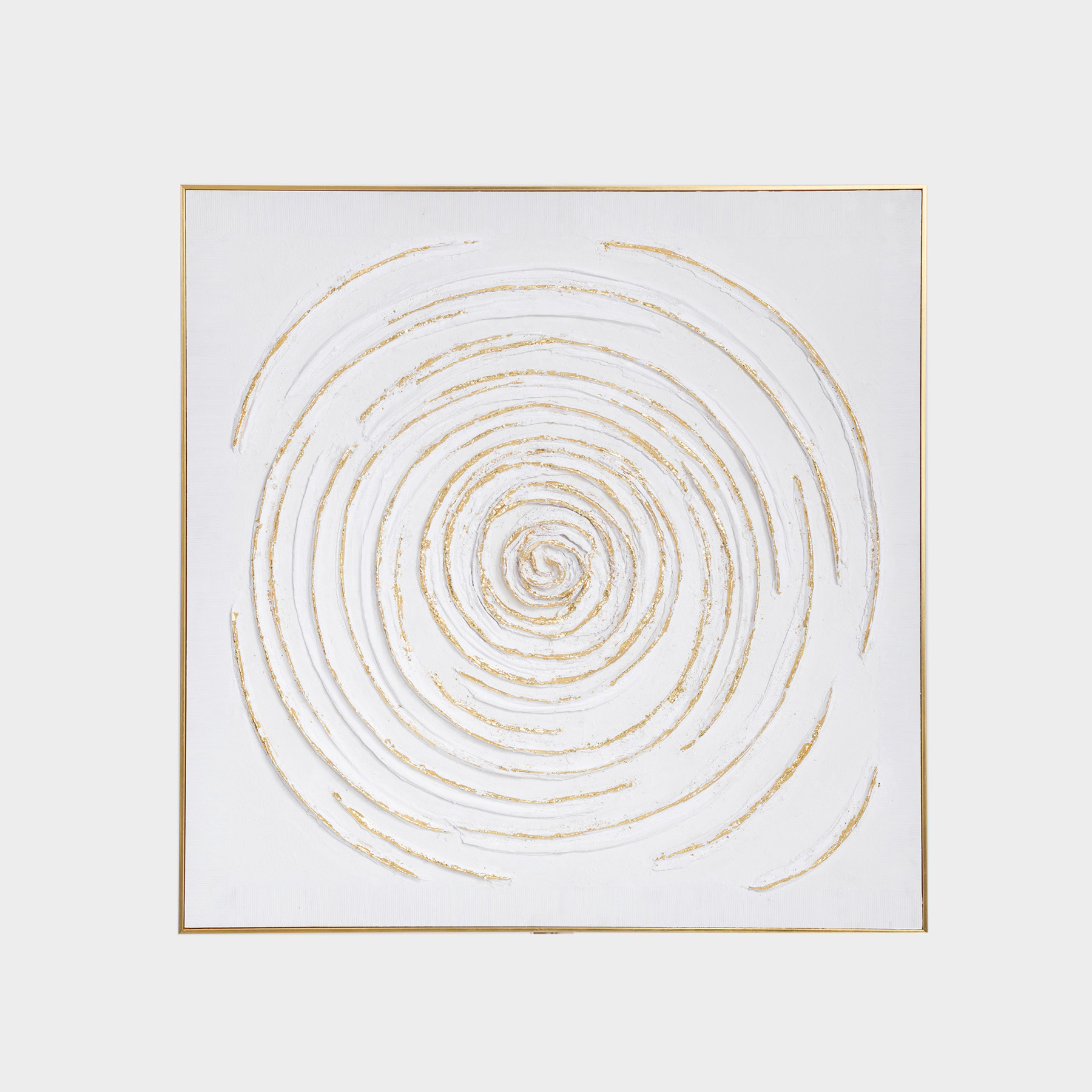 Framed painting, 80x80 cm, canvas / foil, beige-gold, Circles, Abstract